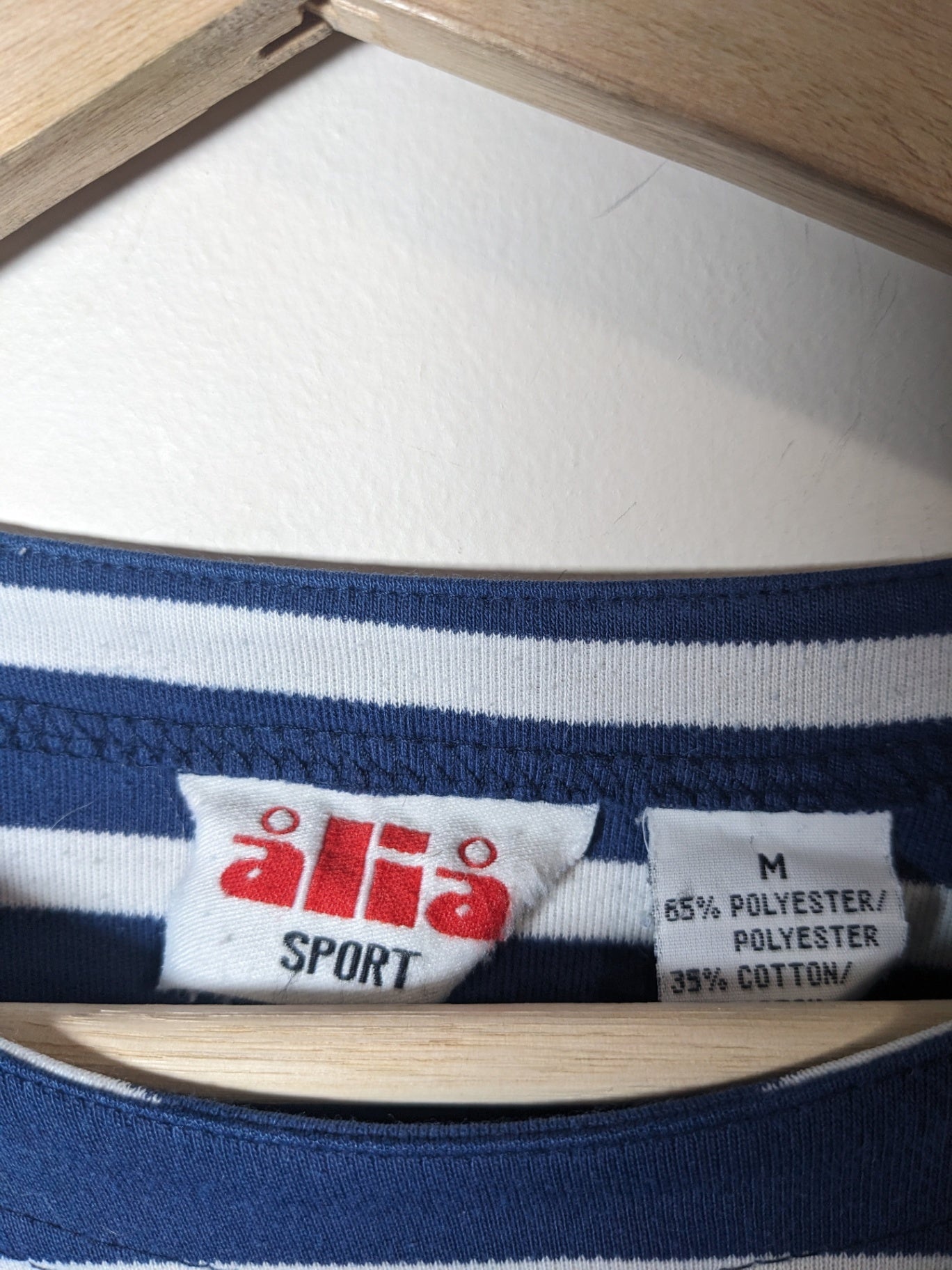 Alia blue striped 3/4 sleeve shirt- M