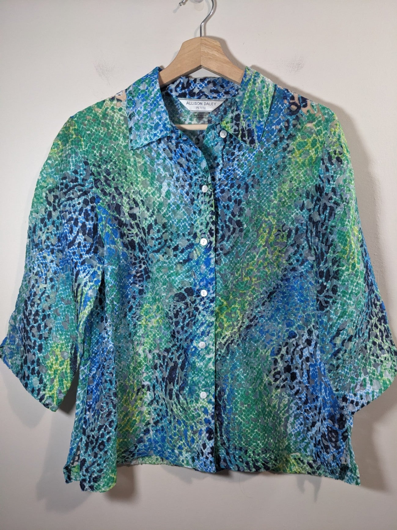 ALLISON DALEY blue & green blouse - 10P