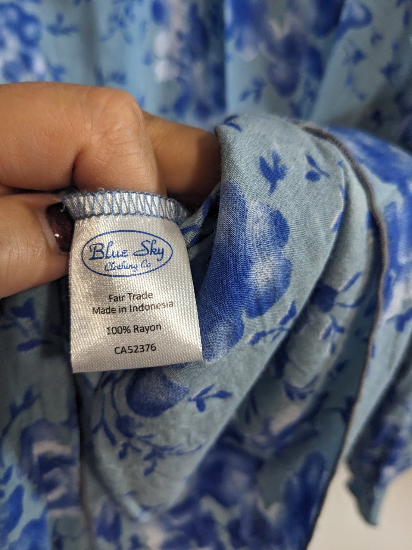 Blue Sky blue floral blouse - M