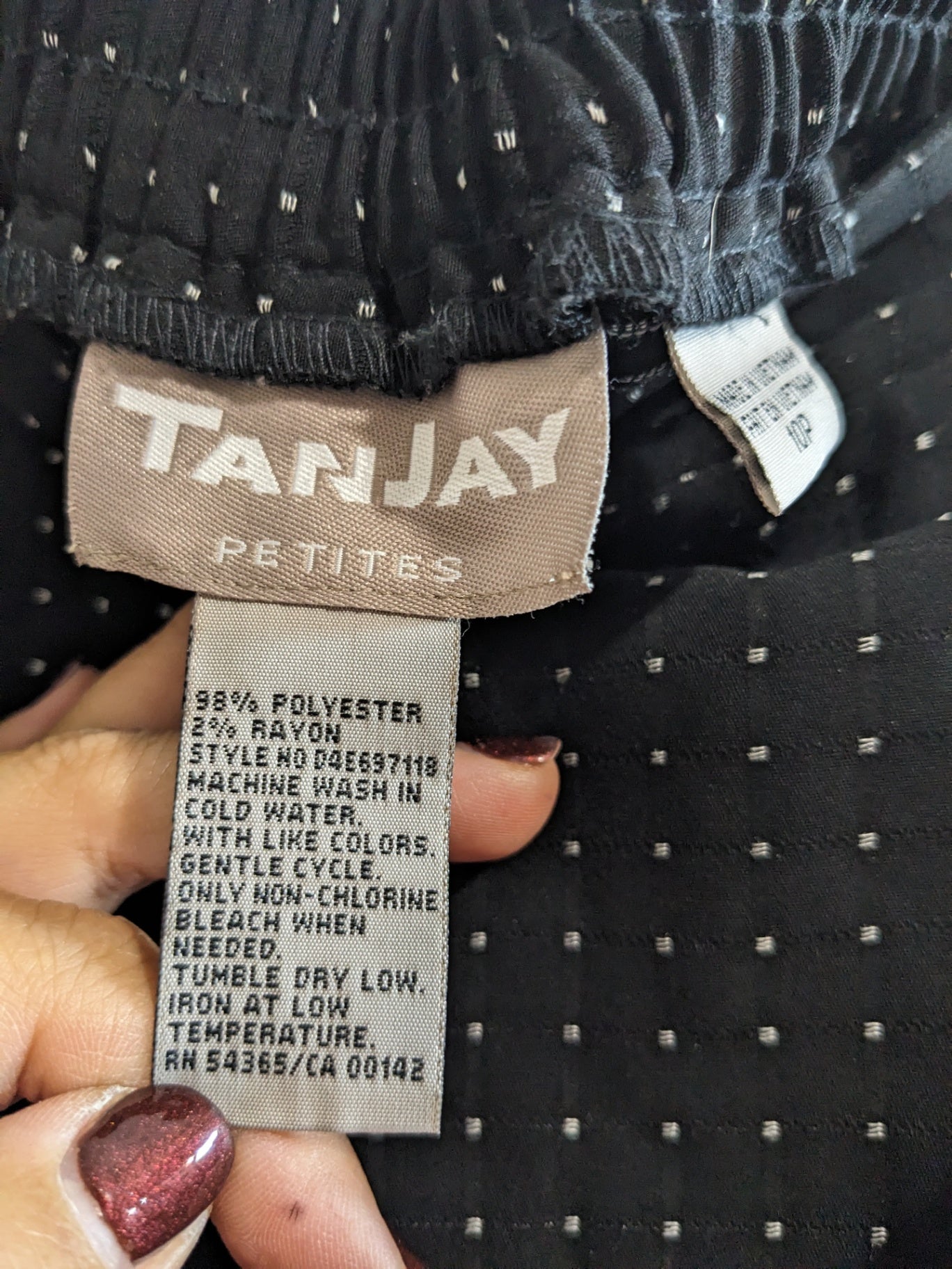 TanJay Polka Dot Black Pants - 10