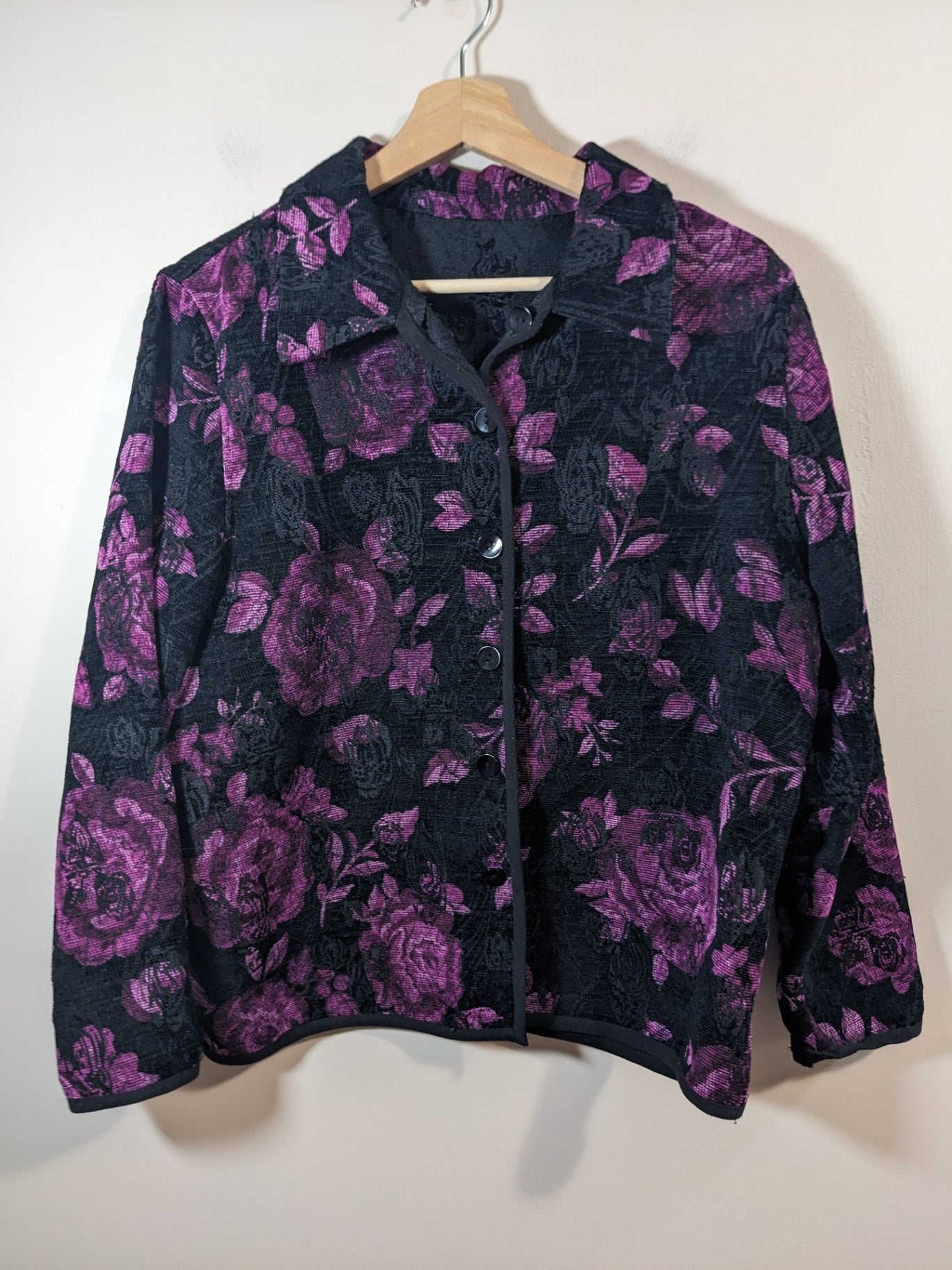 black & purple floral jacket - appears large