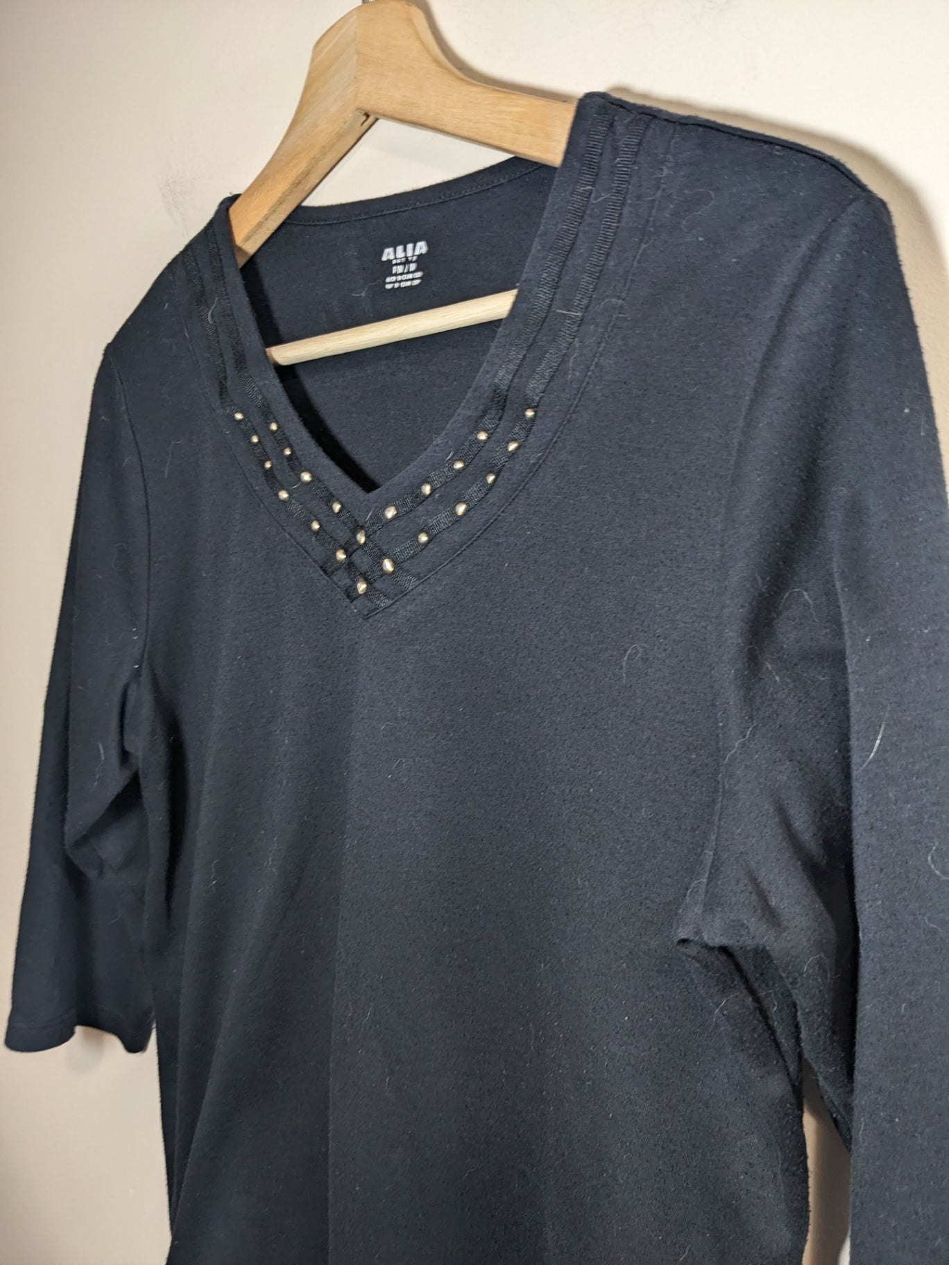 Alia black 3/4 sleeve shirt - M