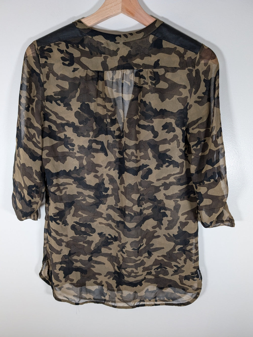 Le Chateau sheer camo blouse - X-Small (Minor Flaw)