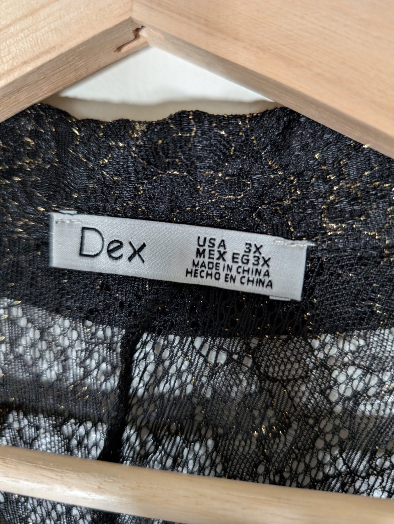 NWT Dex Glitter Black Lace Blouse - 3XL
