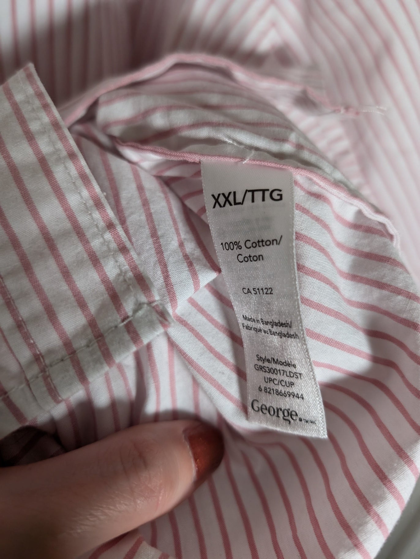 George Pink Striped Button-down - 2XL (Minor Flaw)