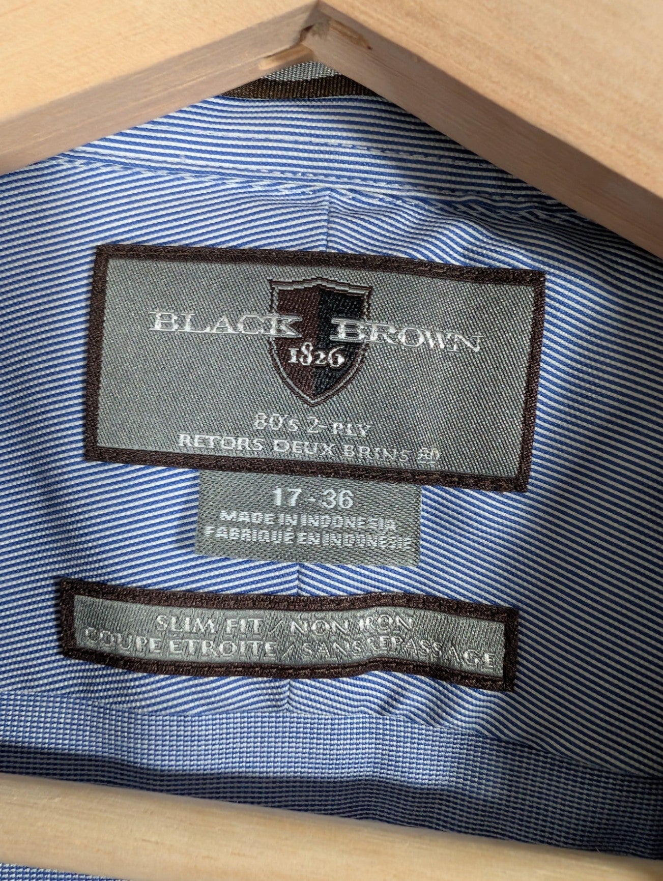 Black Brown Slim Fit Blue Striped Button up - 17x36