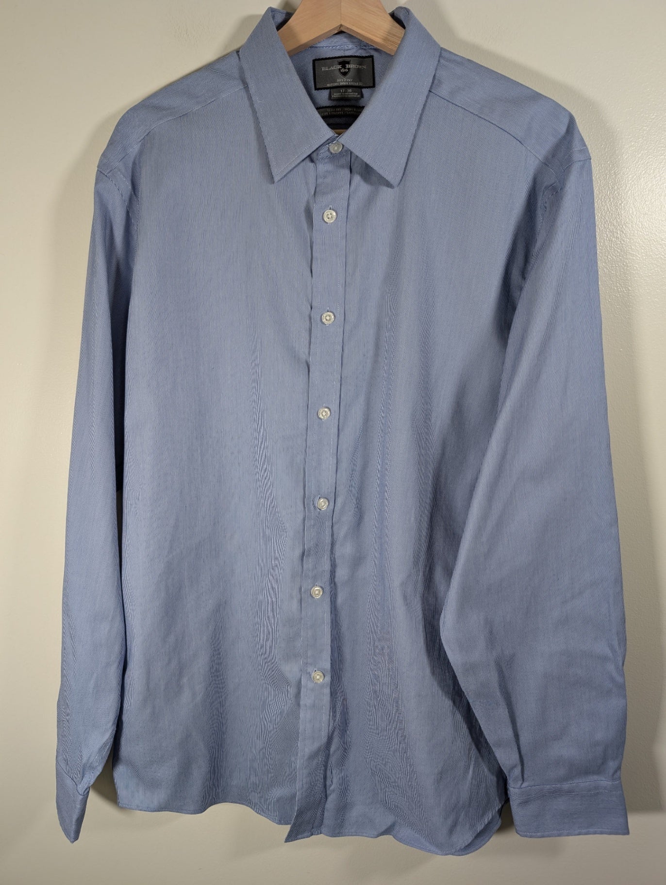 Black Brown Slim Fit Blue Striped Button up - 17x36