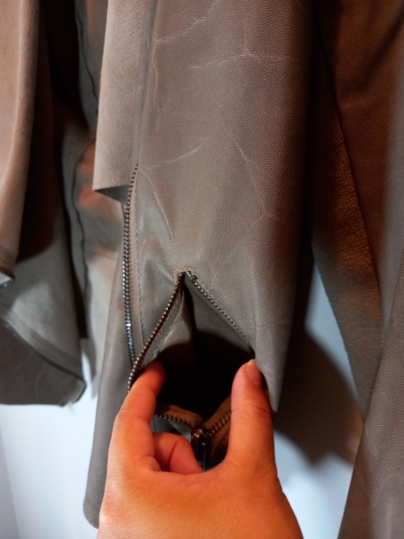 New Look Waterfall Pleather Grey Jacket - Sz 6