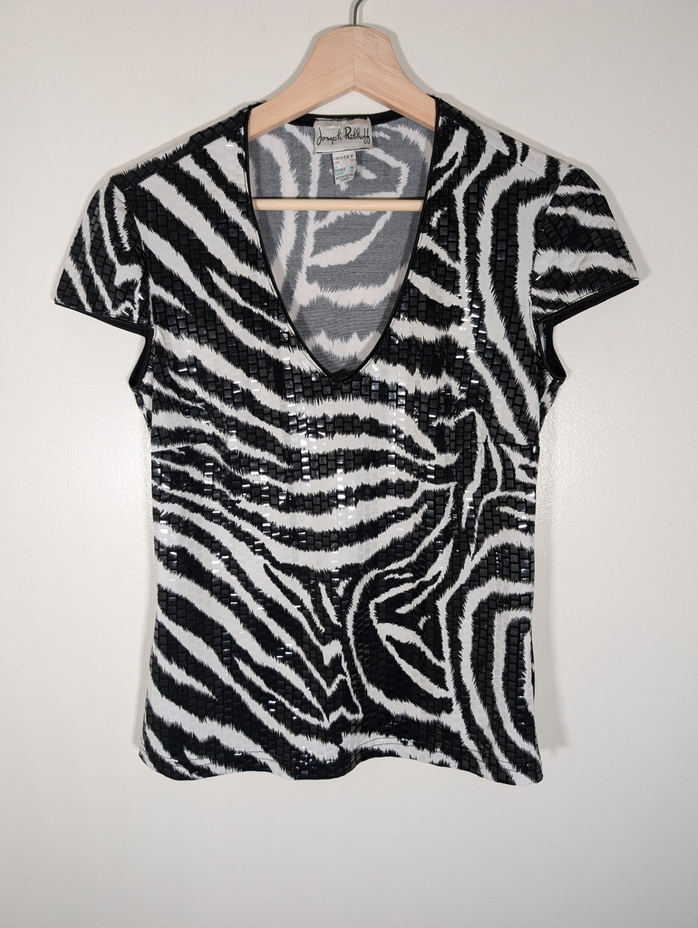 Joseph Ribkoff Zebra Sequin Blouse - SZ 6