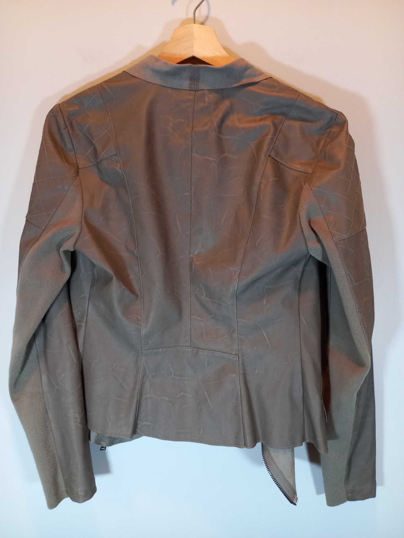 New Look Waterfall Pleather Grey Jacket - Sz 6