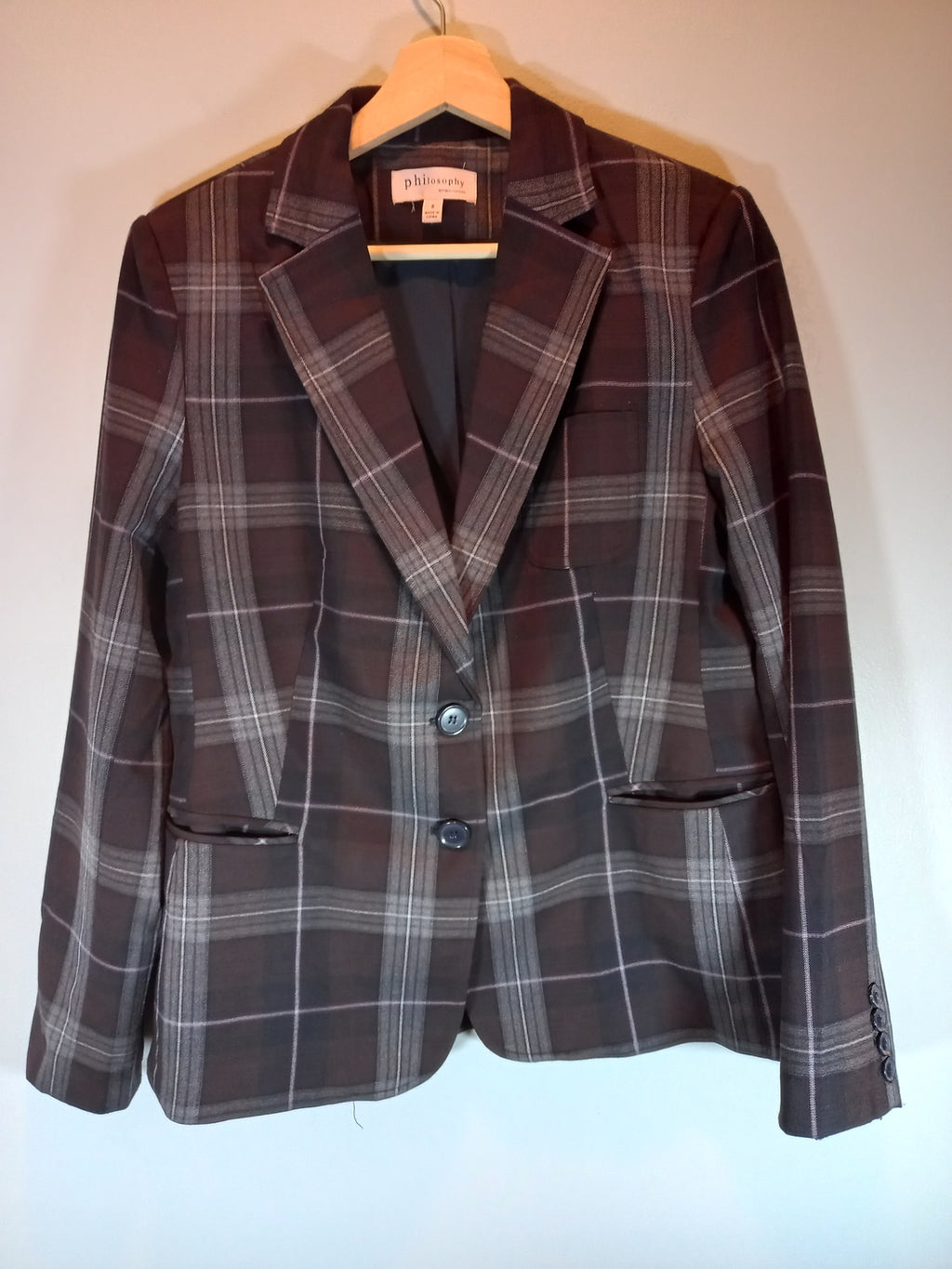 Philosophy Plaid Blazer Sz 8