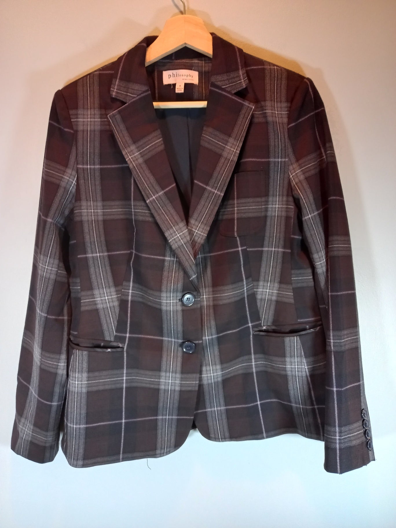 Philosophy Plaid Blazer Sz 8