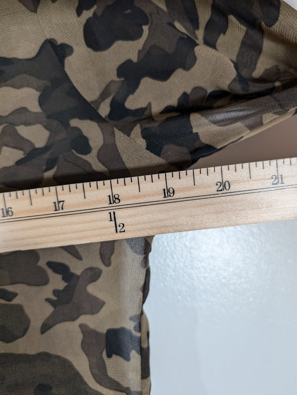 Le Chateau sheer camo blouse - X-Small (Minor Flaw)