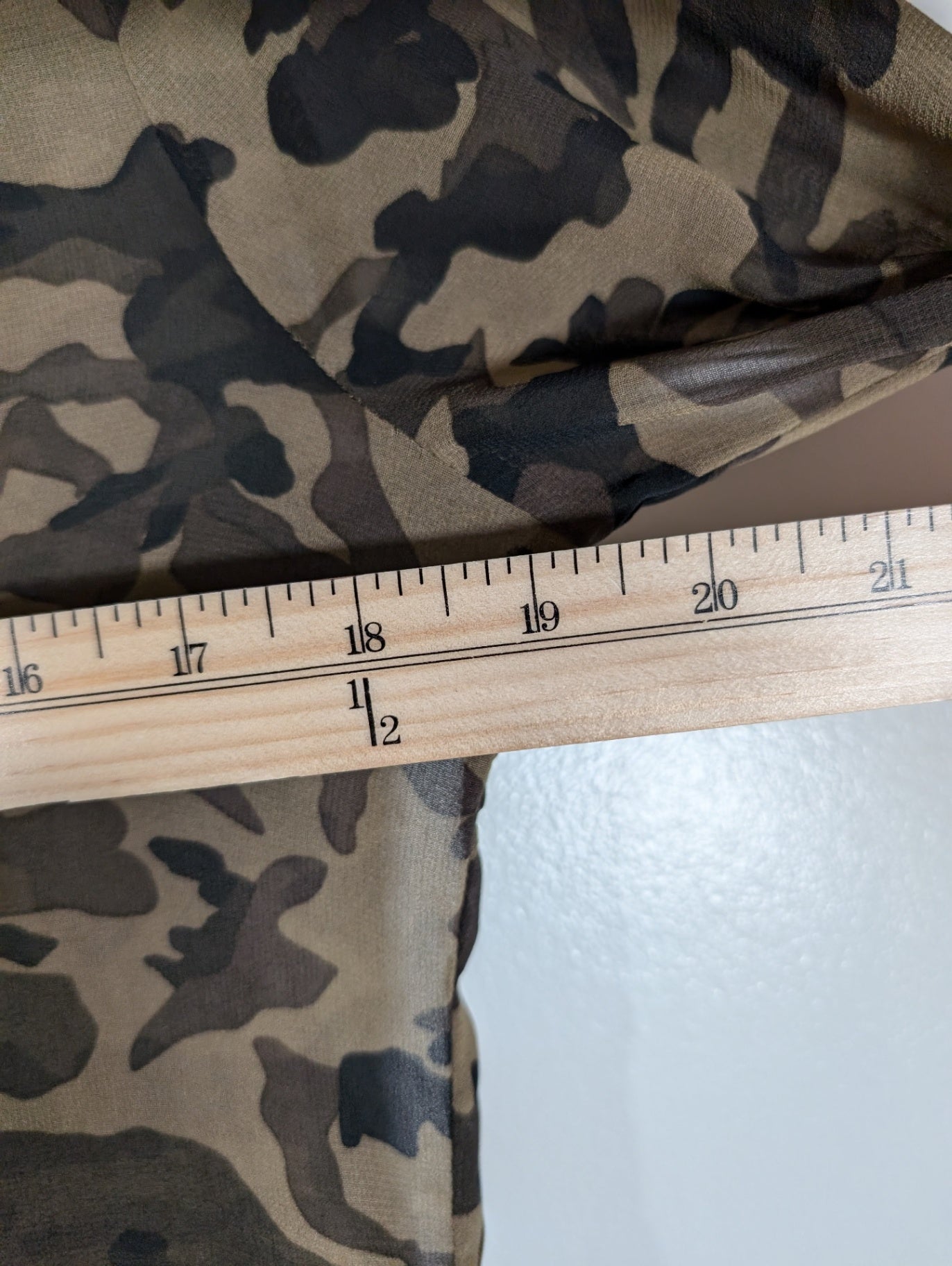 Le Chateau sheer camo blouse - X-Small (Minor Flaw)