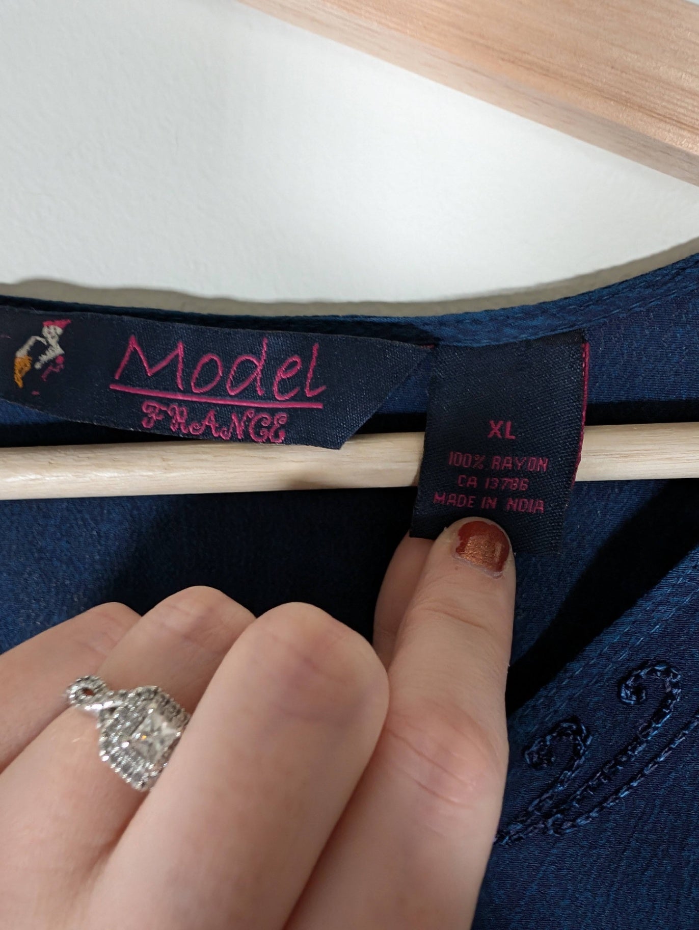 Model France Blue Embroidered blouse - XL