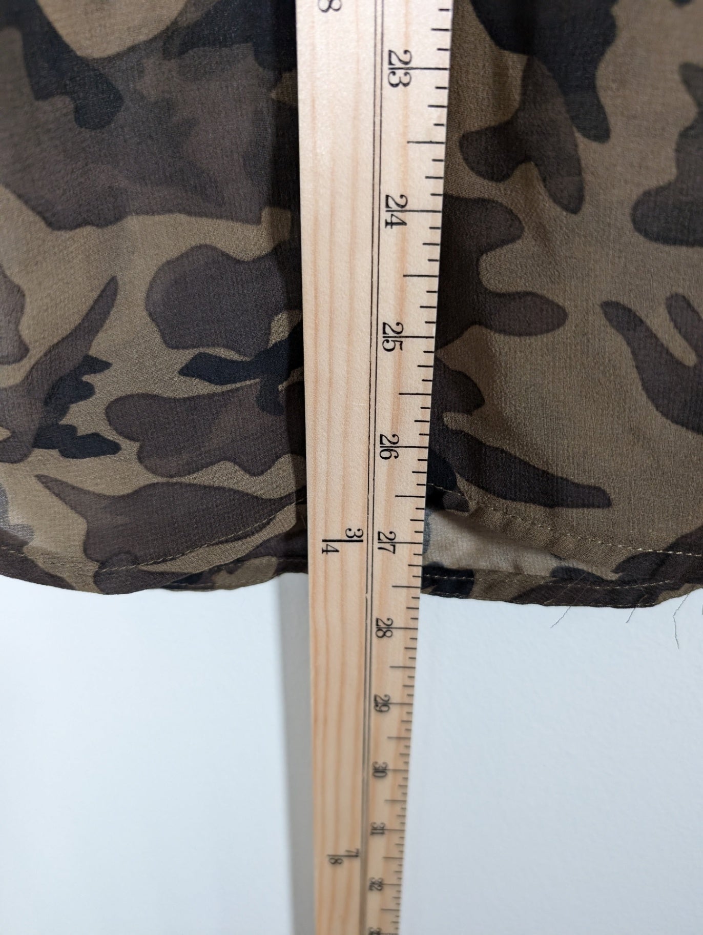 Le Chateau sheer camo blouse - X-Small (Minor Flaw)