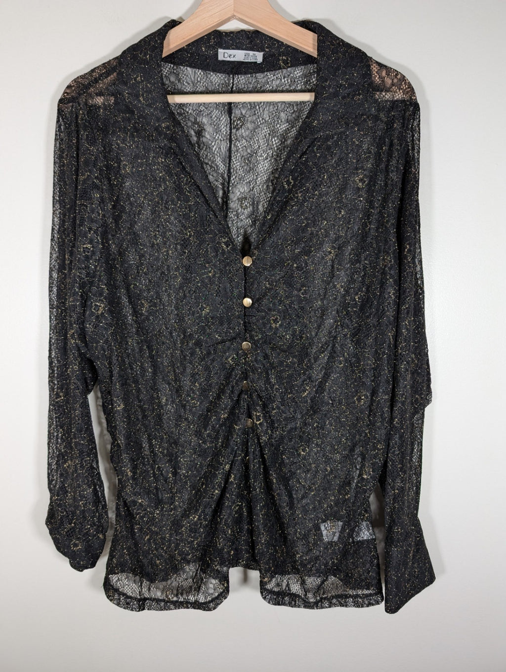 NWT Dex Glitter Black Lace Blouse - 3XL