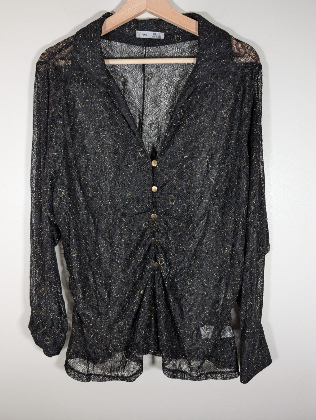 NWT Dex Glitter Black Lace Blouse - 3XL