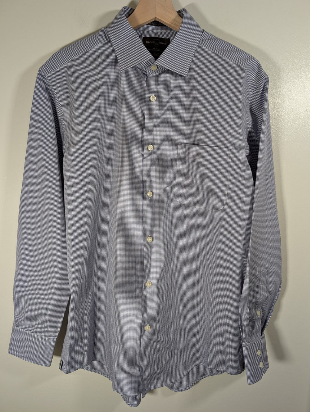 NWT Black Brown Classic Fit Blue Checkered Dress Shirt - 16x34