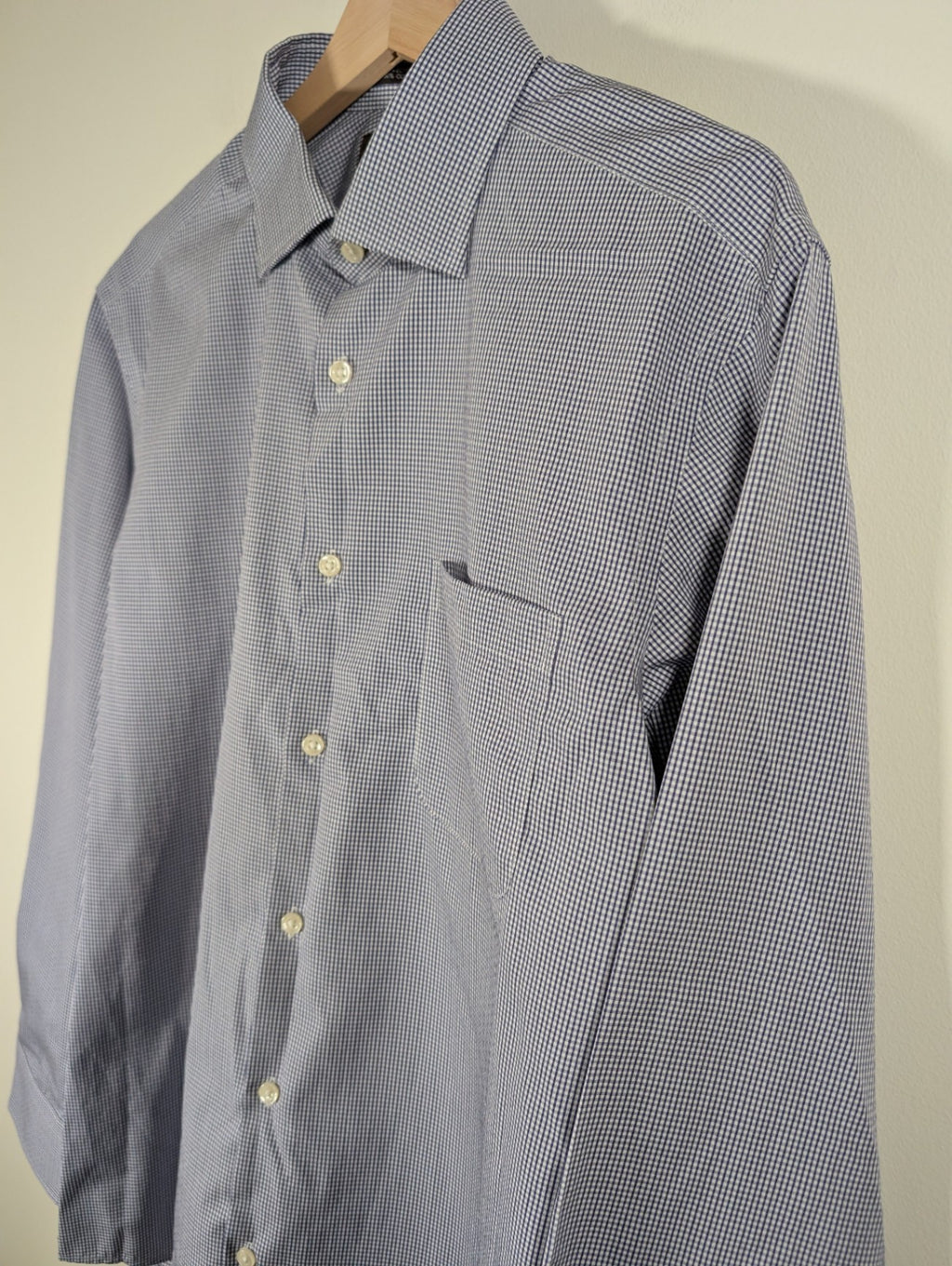 NWT Black Brown Classic Fit Blue Checkered Dress Shirt - 16x34