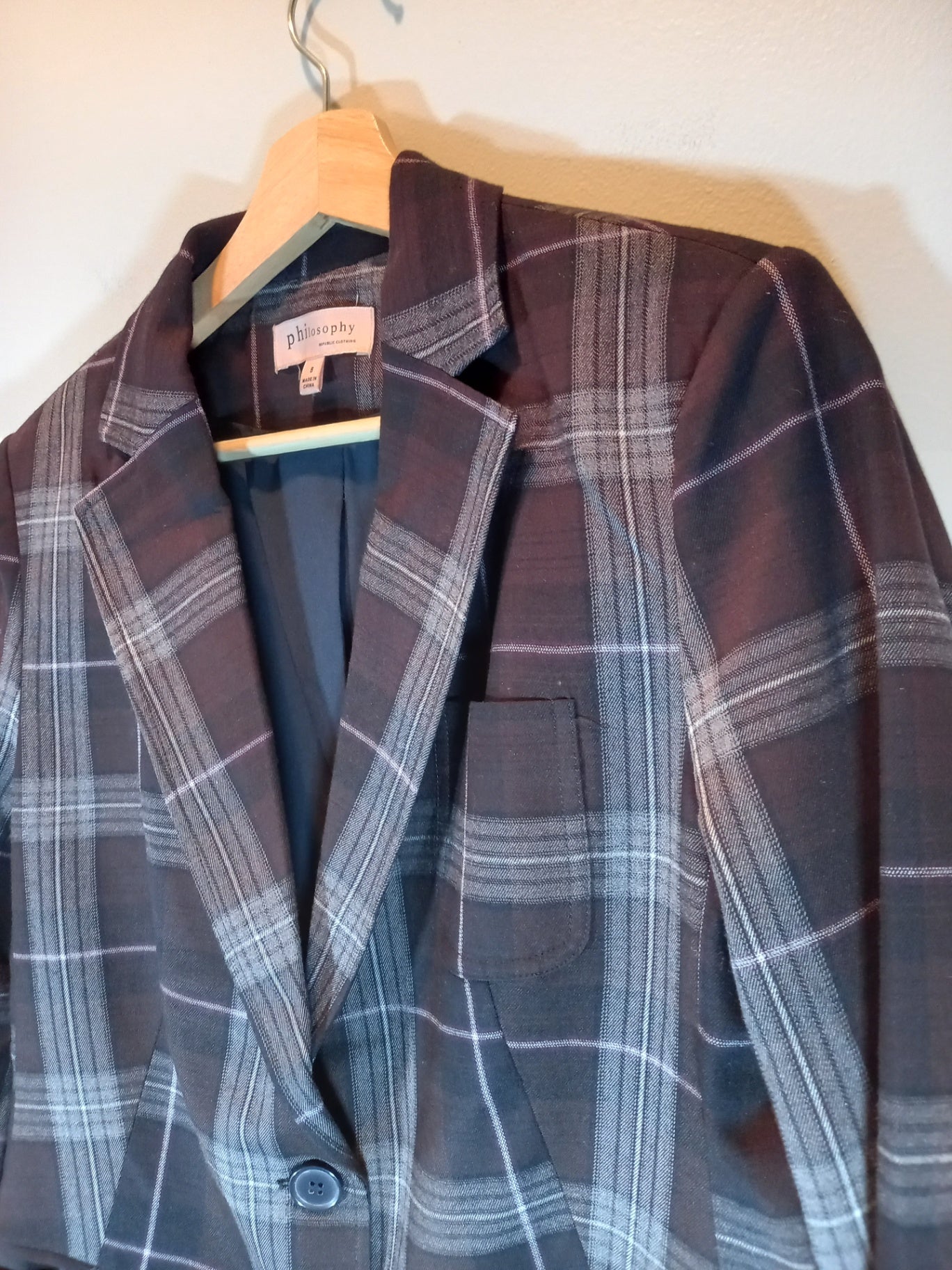 Philosophy Plaid Blazer Sz 8