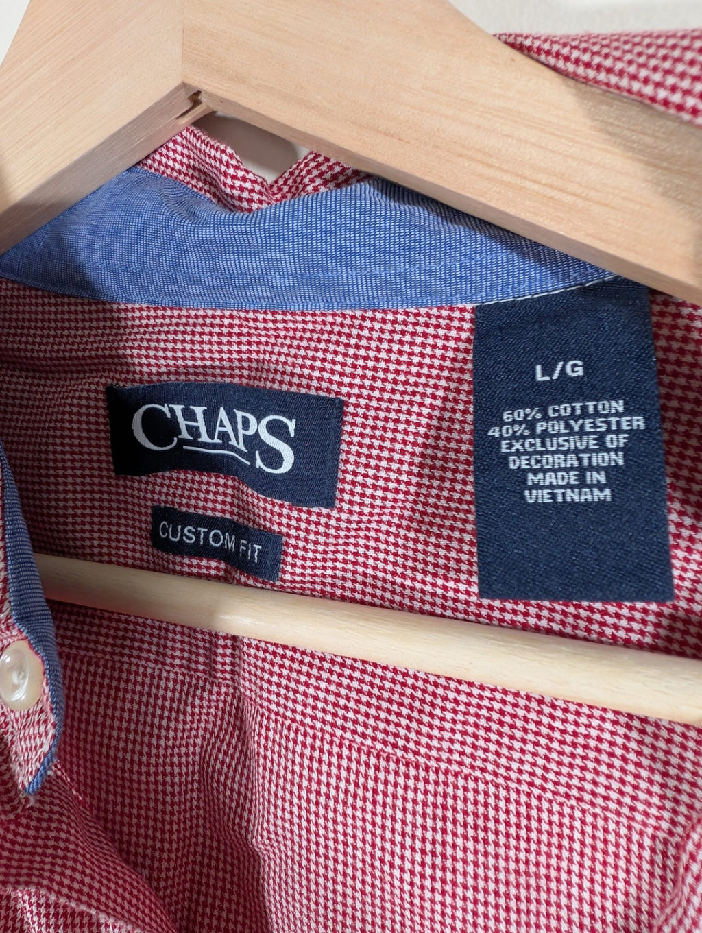 Chaps Custom Fit Red Button Up - Large