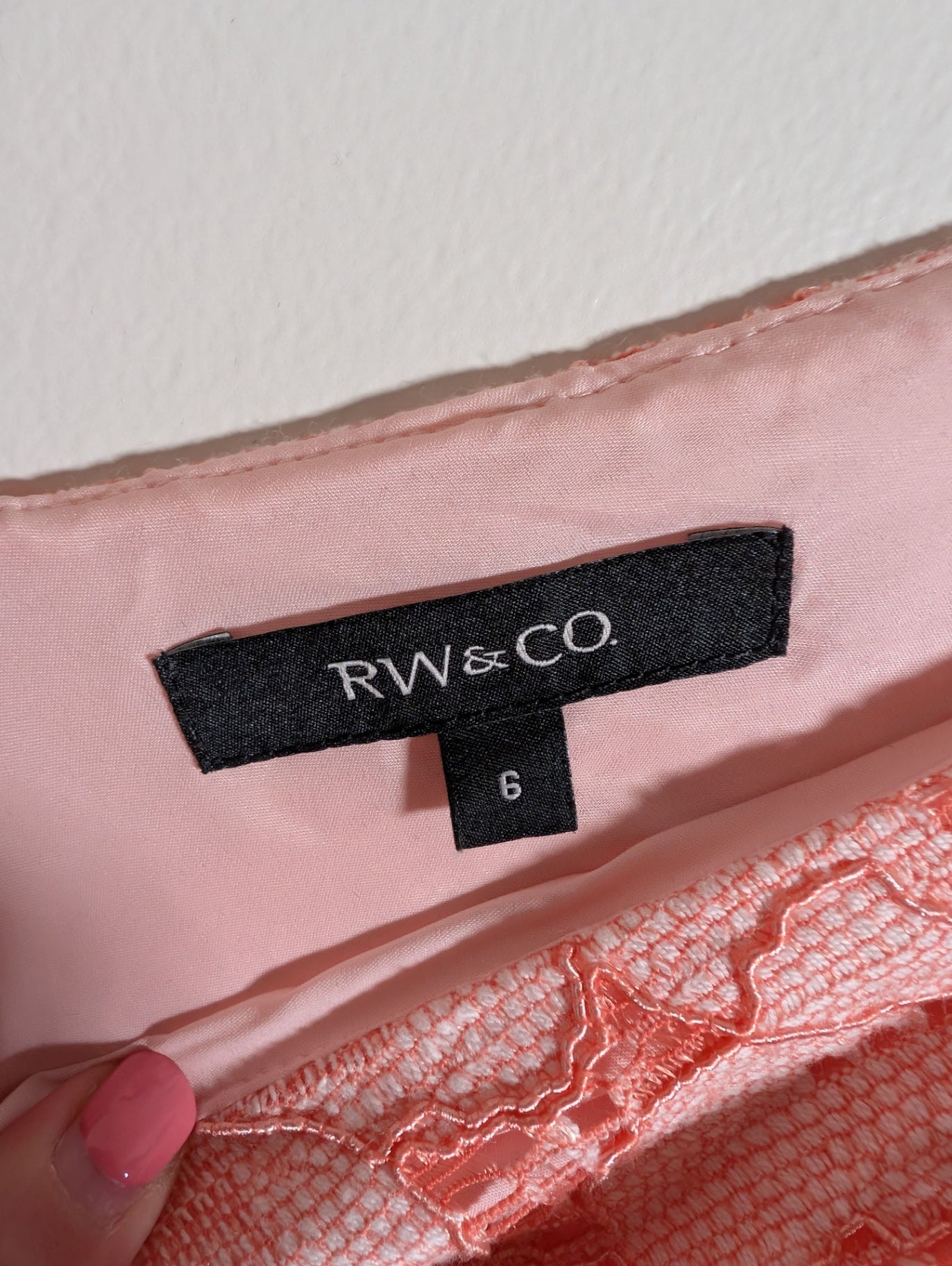 RW&Co. Peach Lace Dress - SZ 6