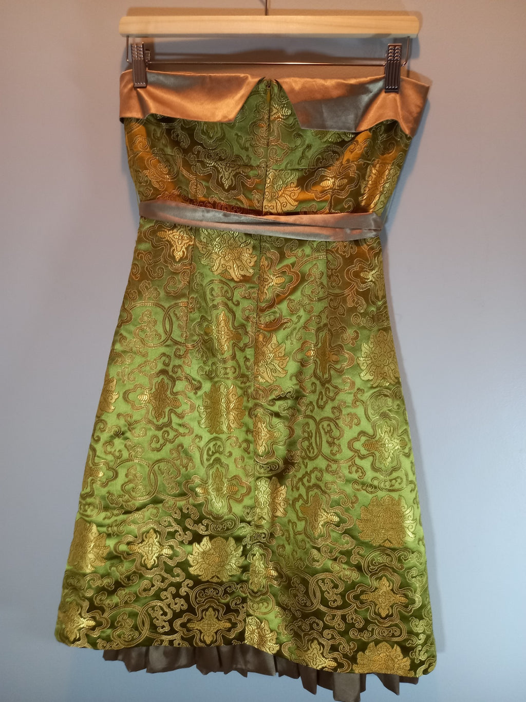 Sweet Chemise green & gold strapless dress - SZ 6