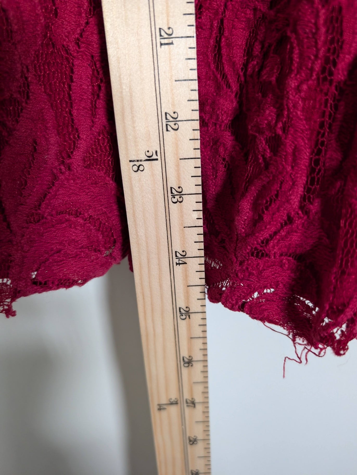 No label red lace blouse - appears small (Minor Flaw)
