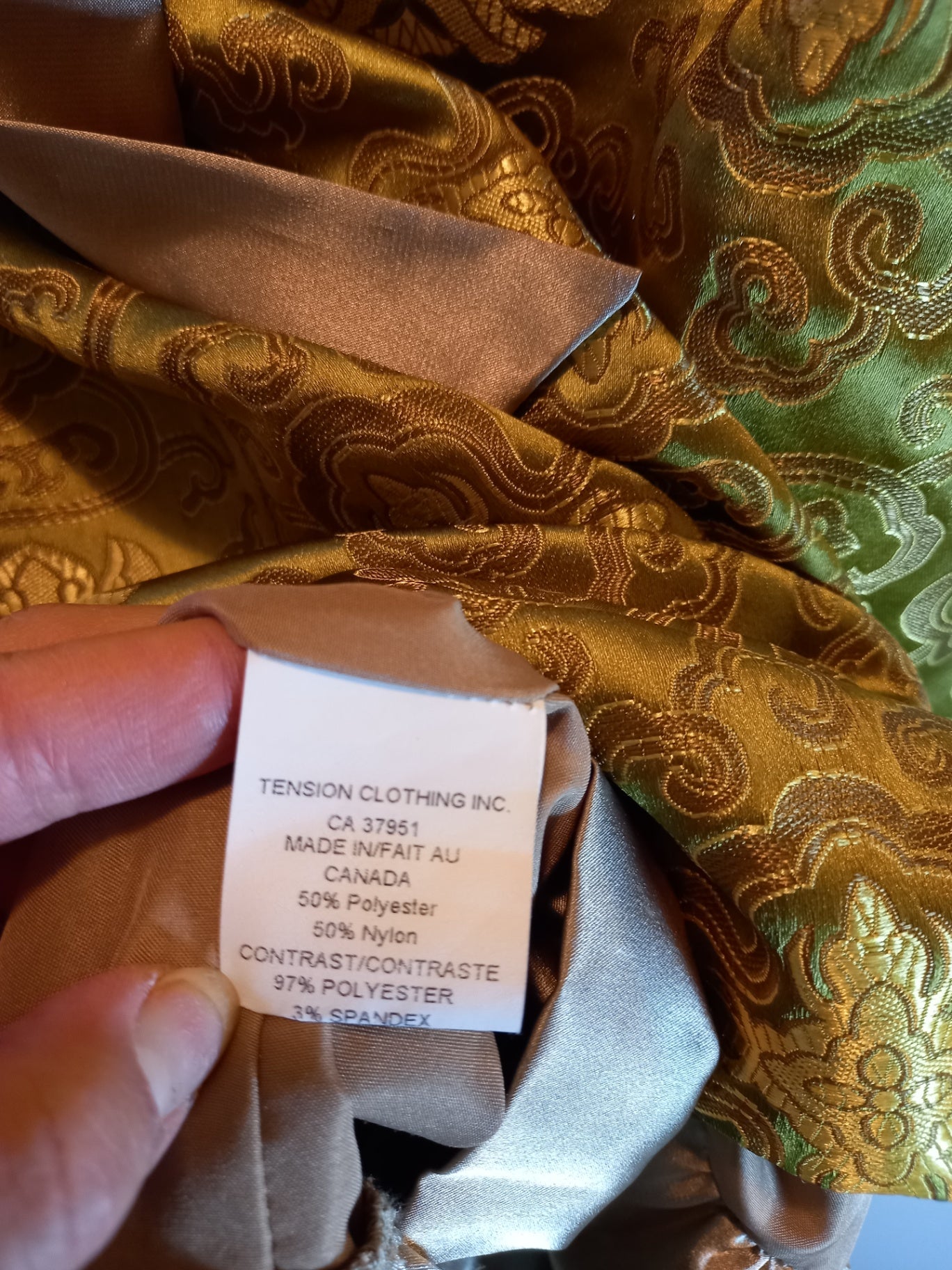 Sweet Chemise green & gold strapless dress - SZ 6