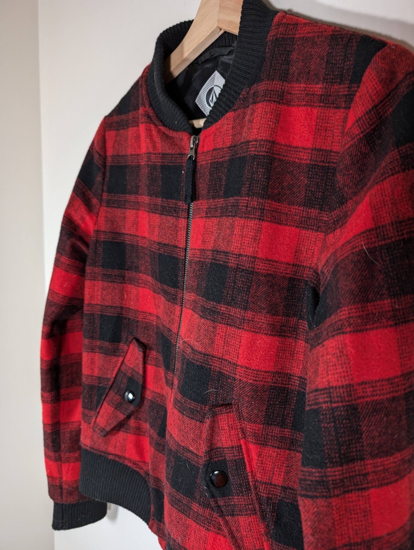 Volcom plaid wool bomber - X-Small