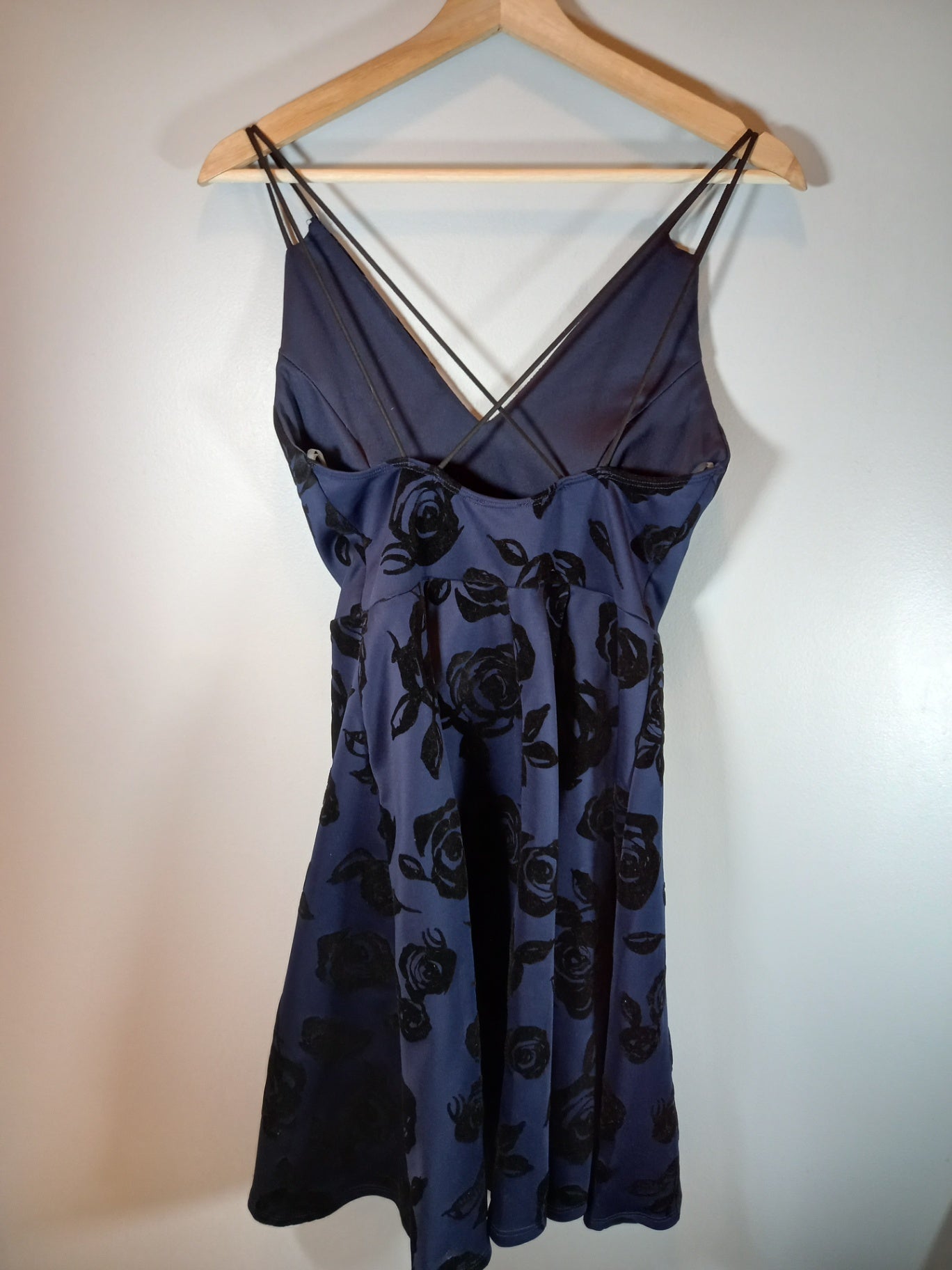 Eclipse navy velvet rose dress - Small