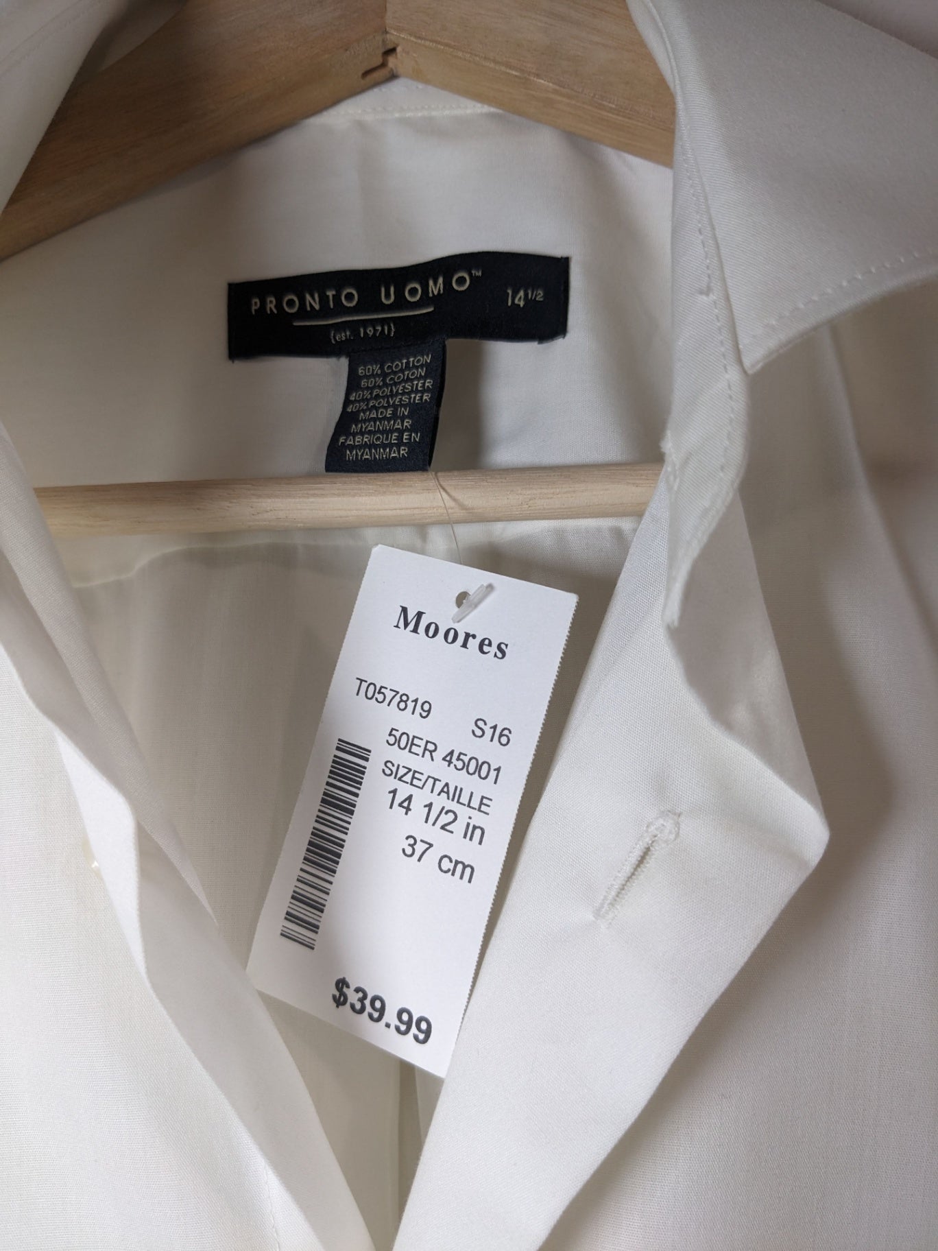 Pronto Uomo button up dress shirt - SZ 14.5 (Minor Flaw)