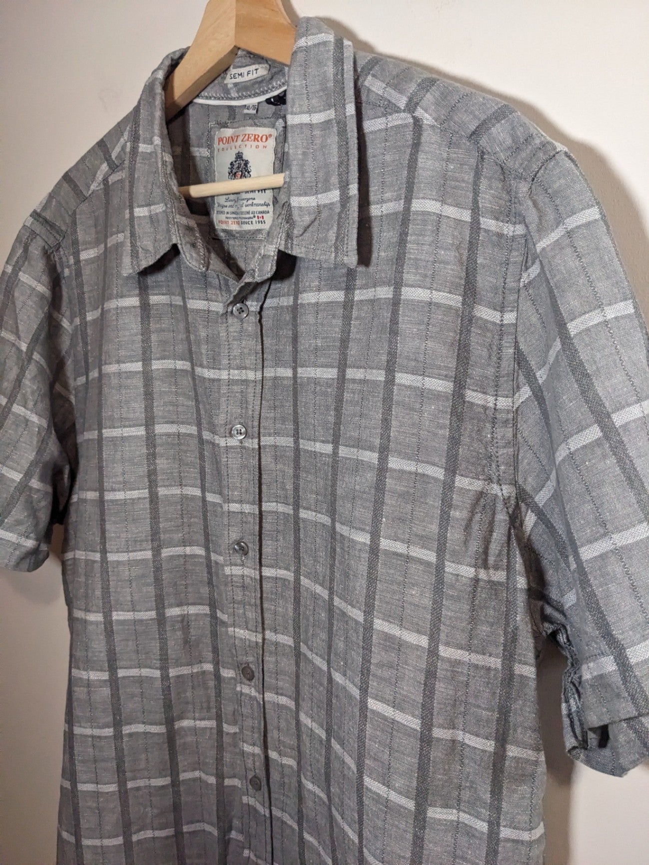 Point Zero men's semi fit short sleeve button down - X-Large