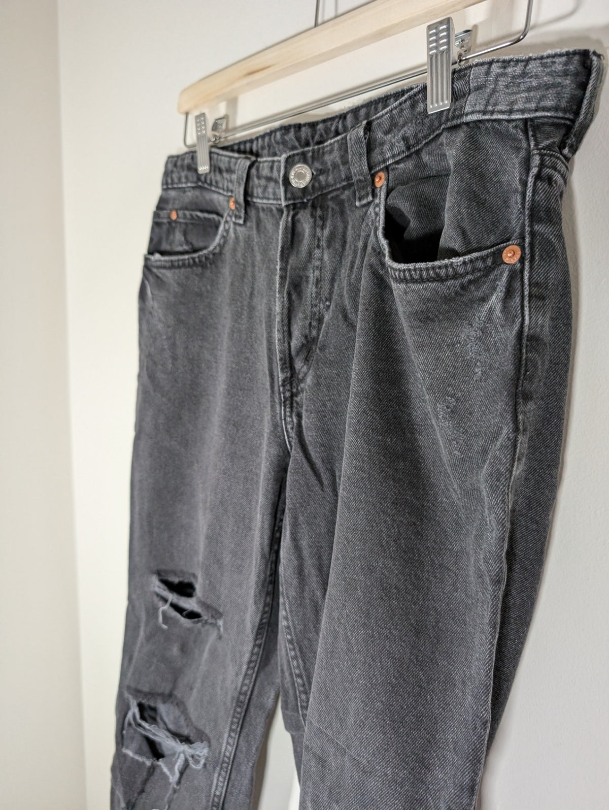 &Denim boyfriend low rise black jeans - SZ 8