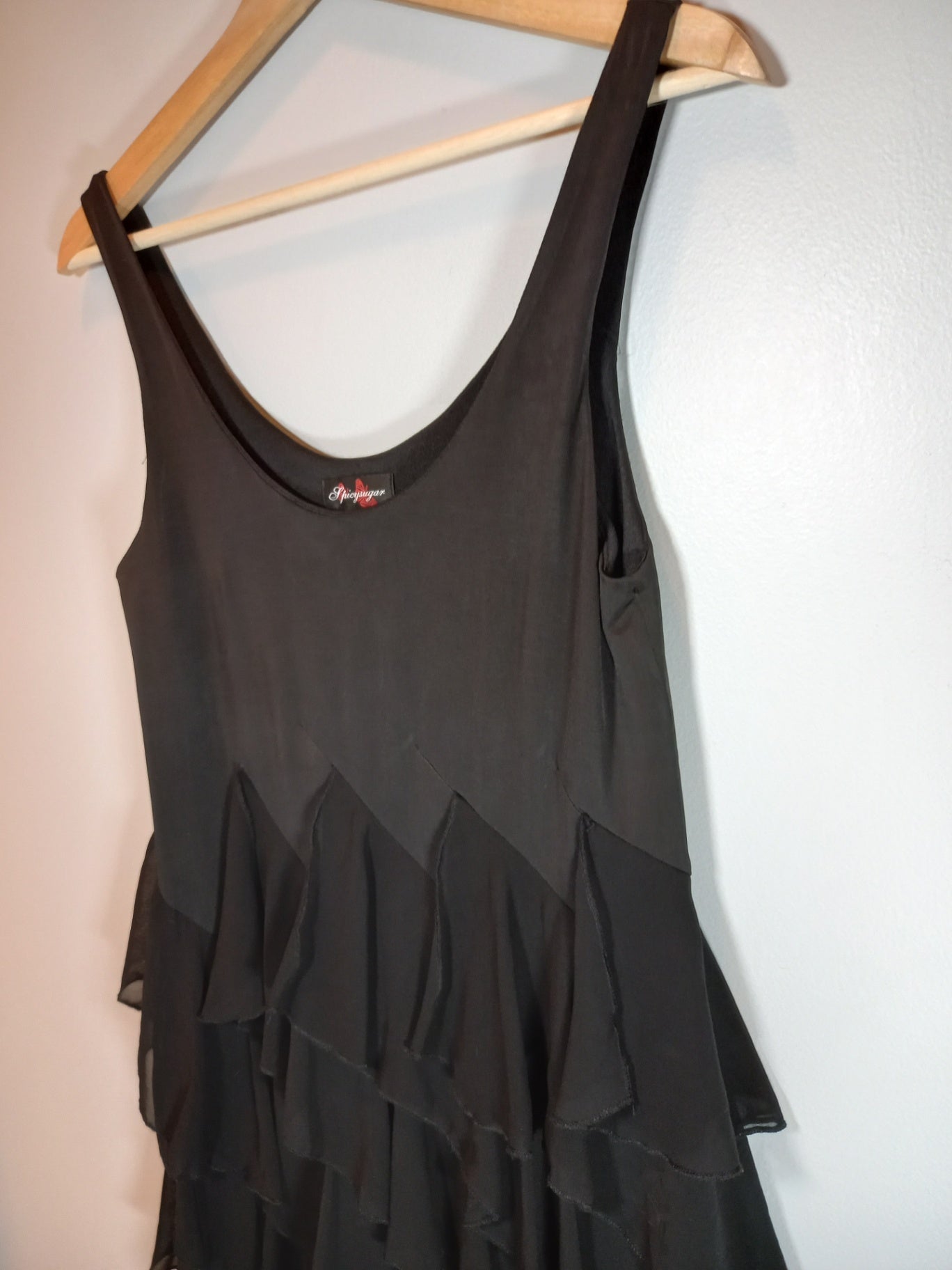 Spicy Sugar black ruffle dress - Small (Minor flaw)