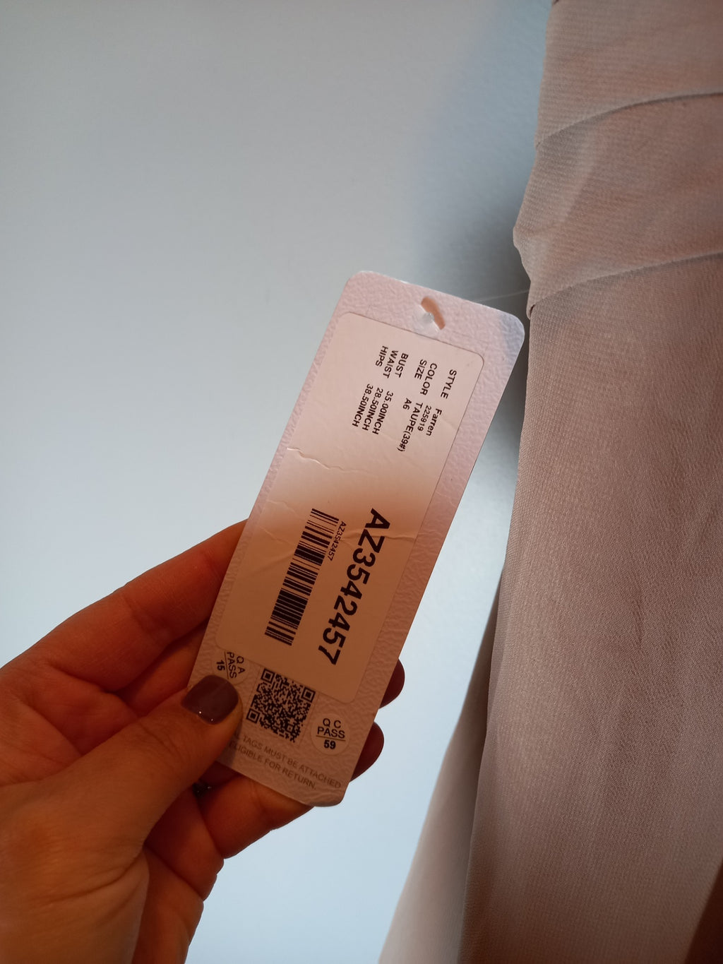 NWT Azazie a-line taupe chiffon formal dress- SZ 6