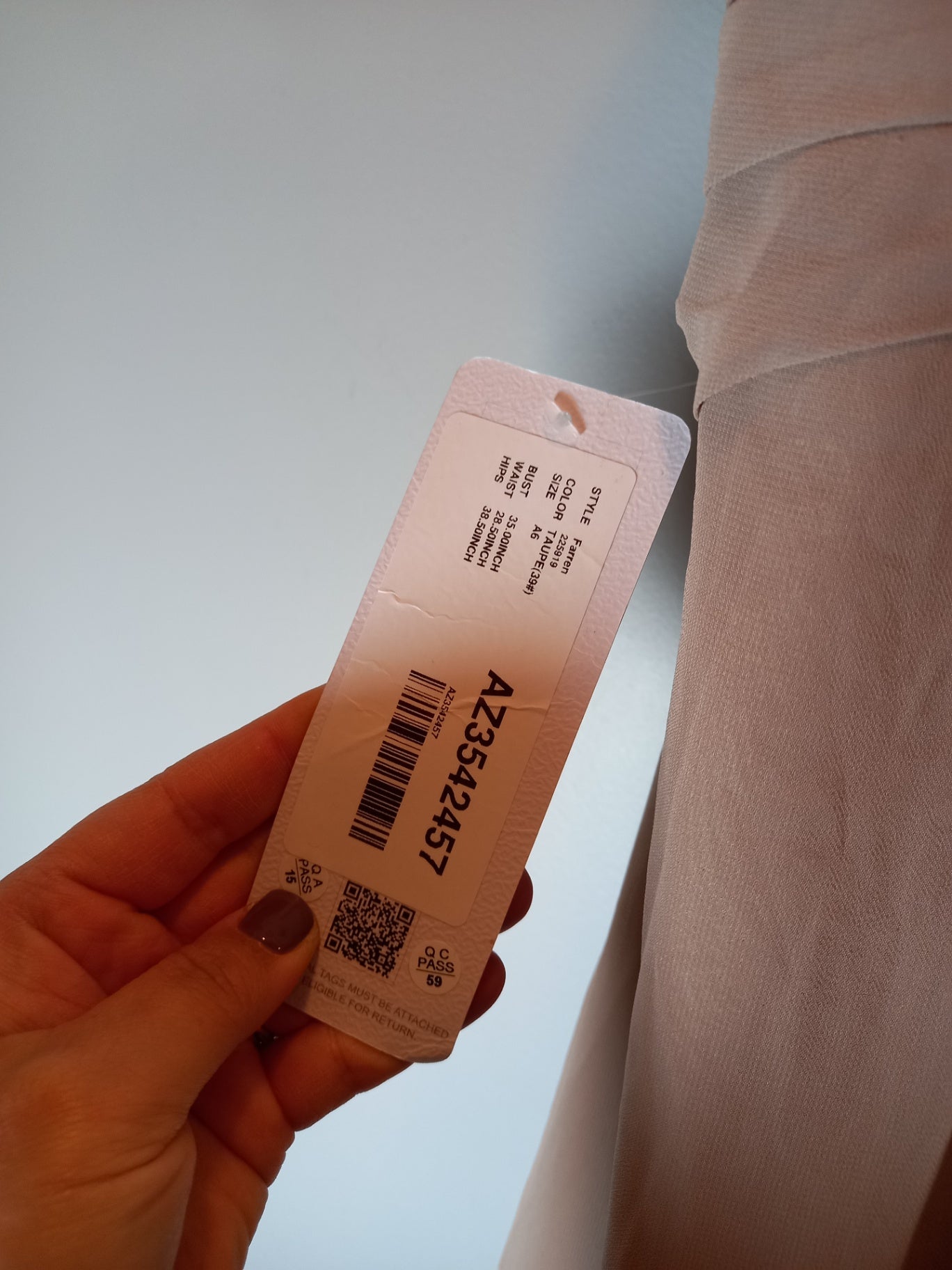 NWT Azazie a-line taupe chiffon formal dress- SZ 6