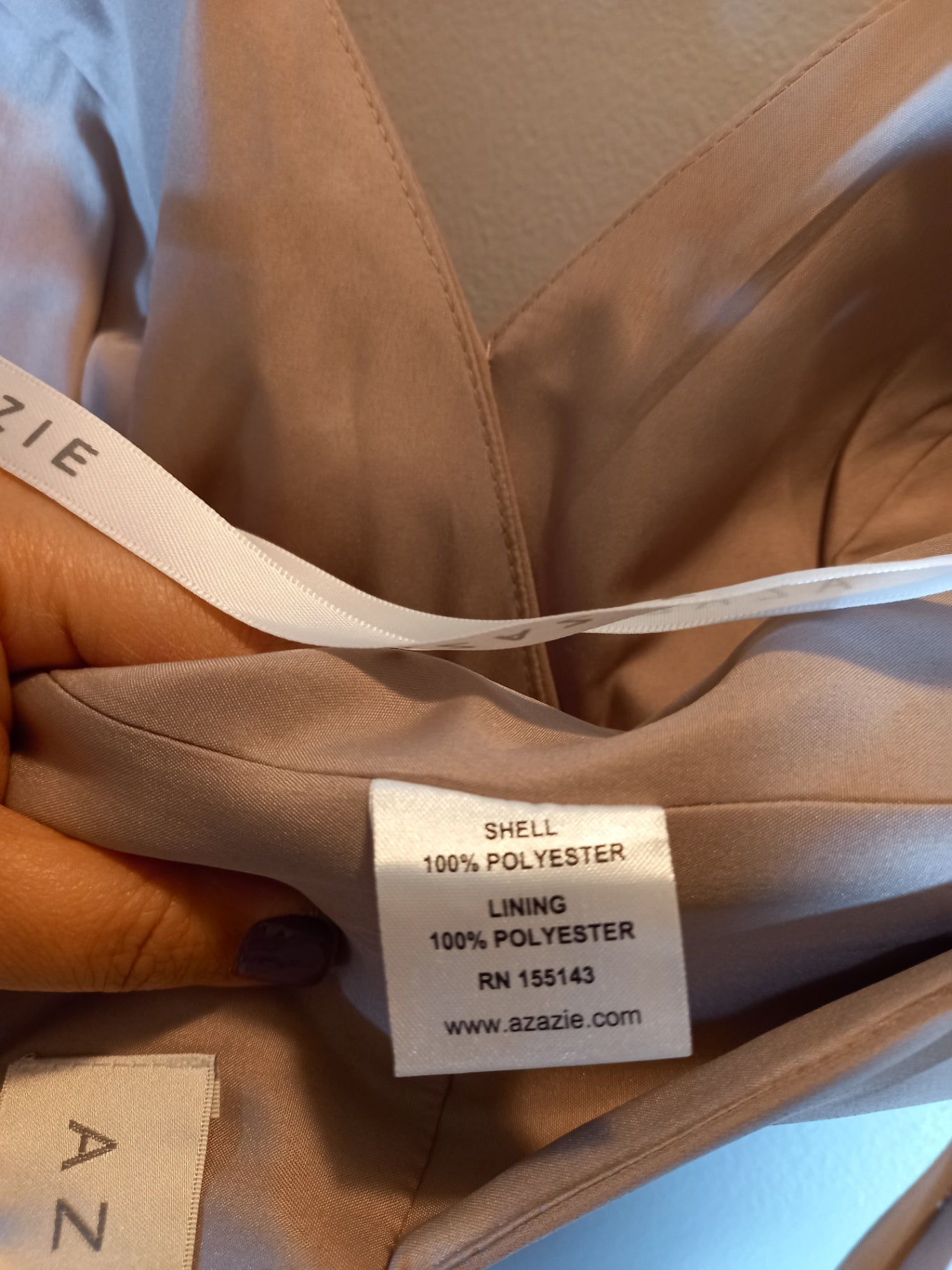 NWT Azazie a-line taupe chiffon formal dress- SZ 6