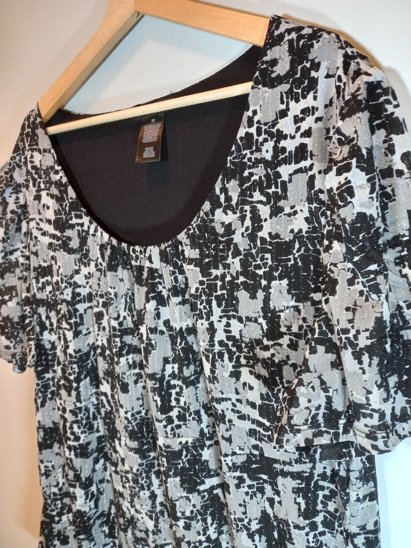 Style & Co. Short Sleeve Metallic Blouse 3XL