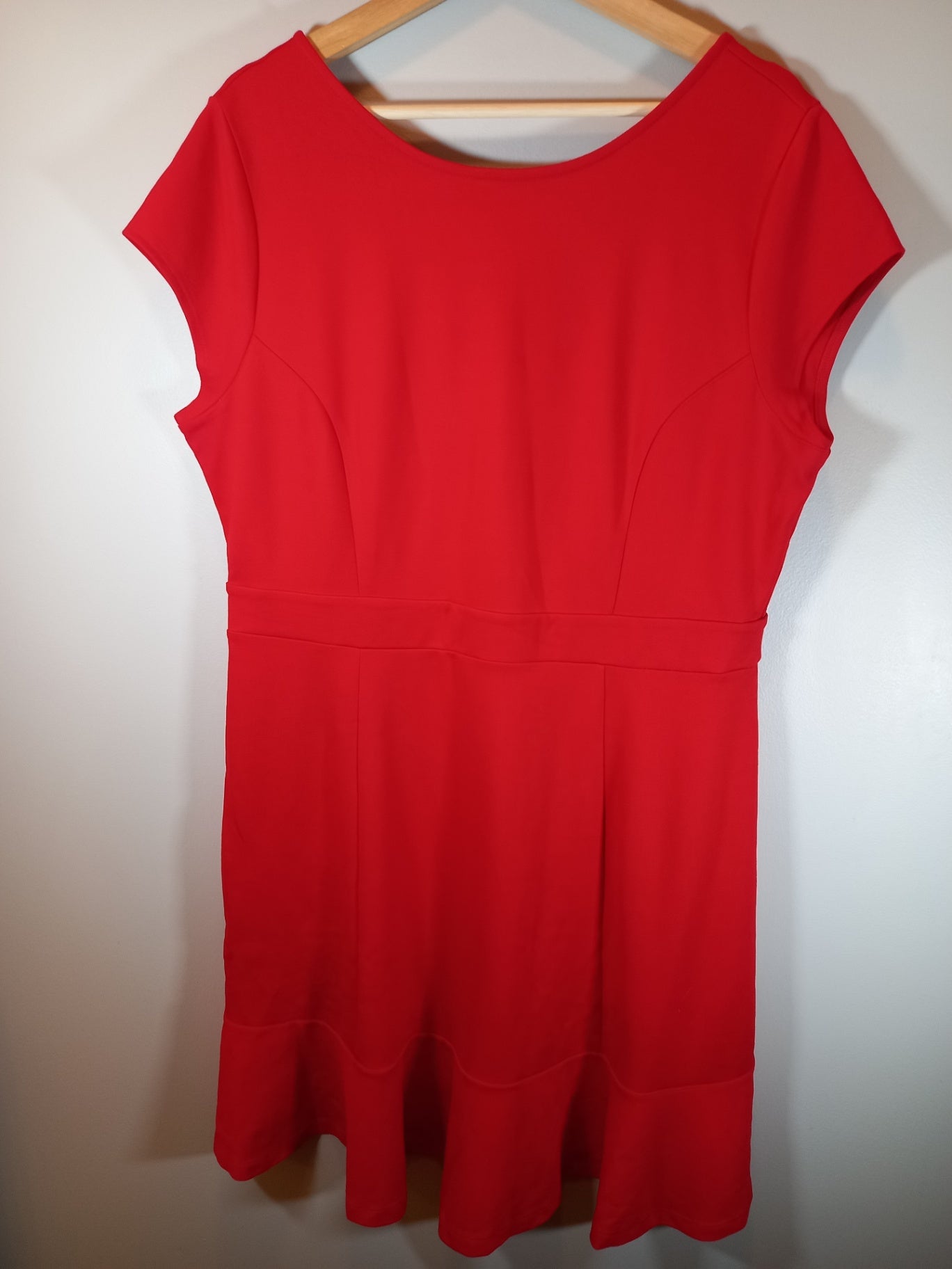 Loft Red Ponte Flounce Flair Dress - SZ 14