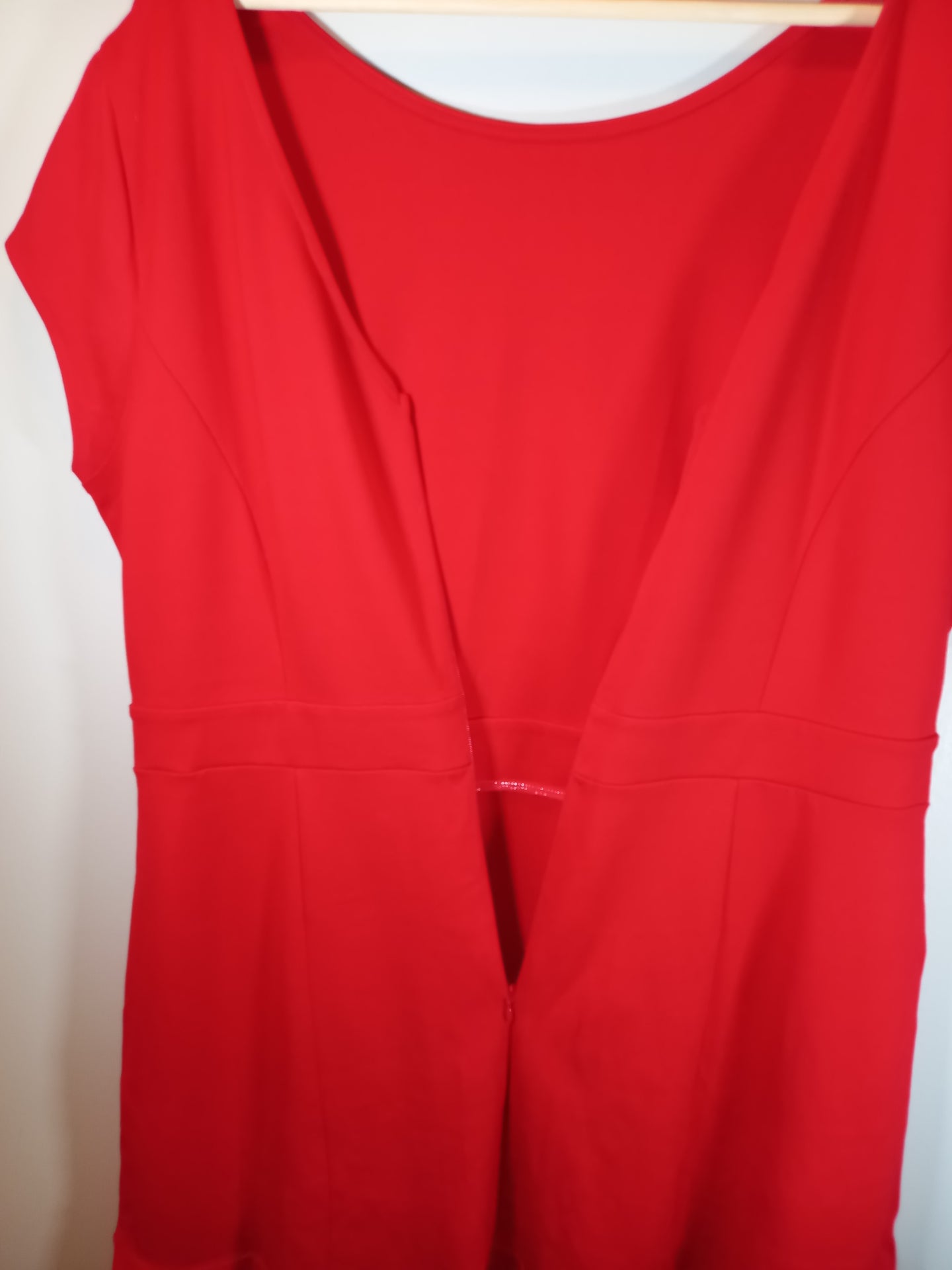 Loft Red Ponte Flounce Flair Dress - SZ 14