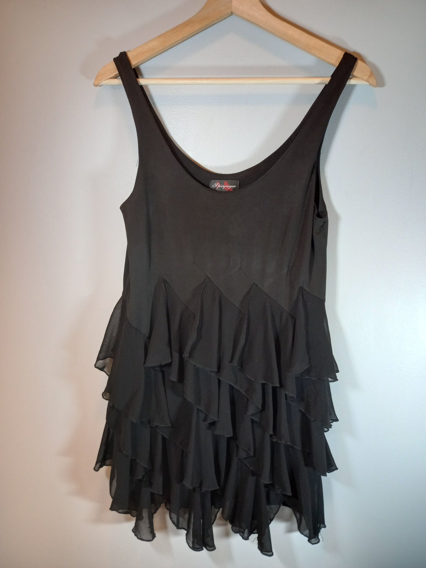 Spicy Sugar black ruffle dress - Small (Minor flaw)