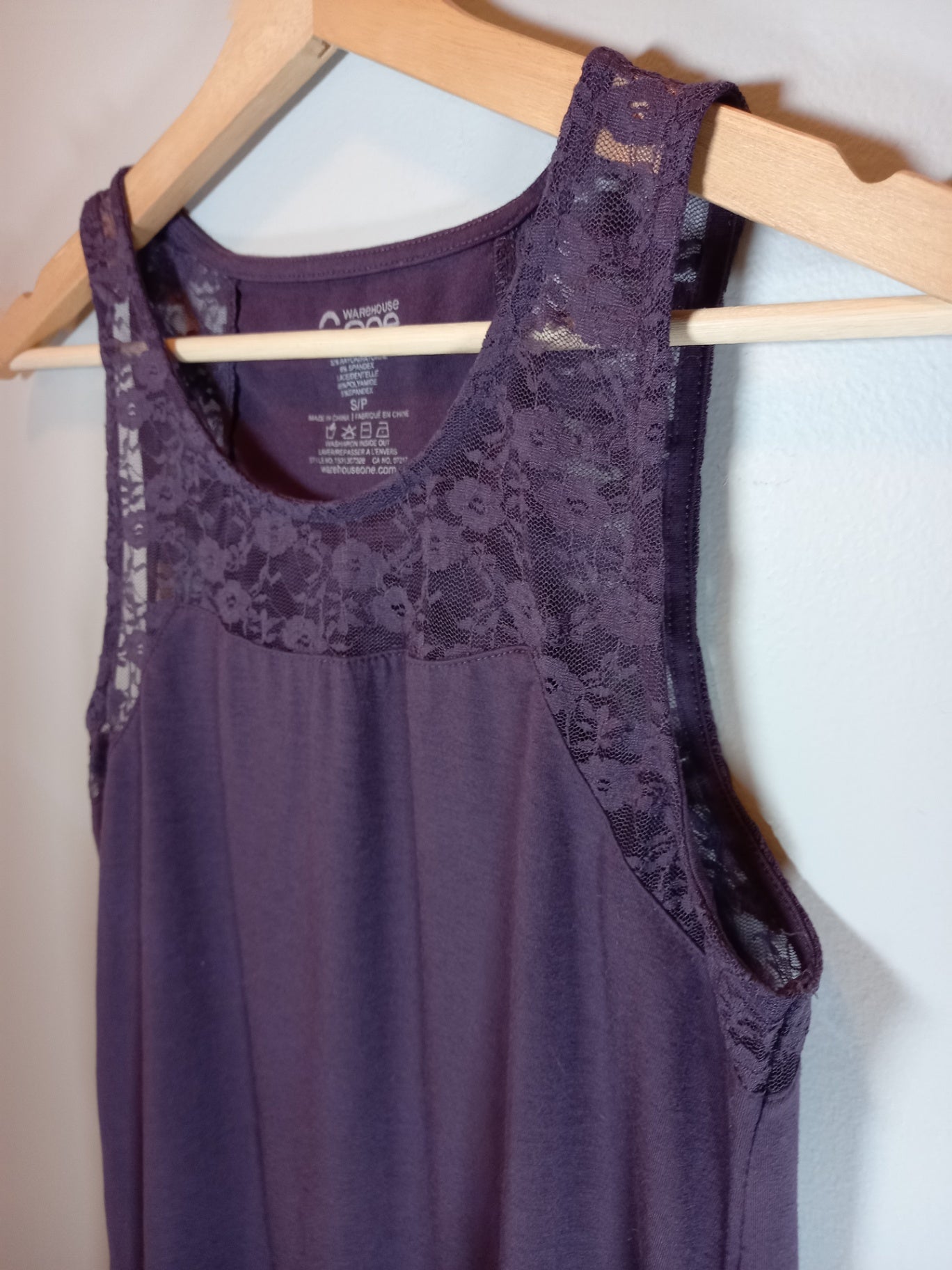 Warehouse One purple lace tank - Small