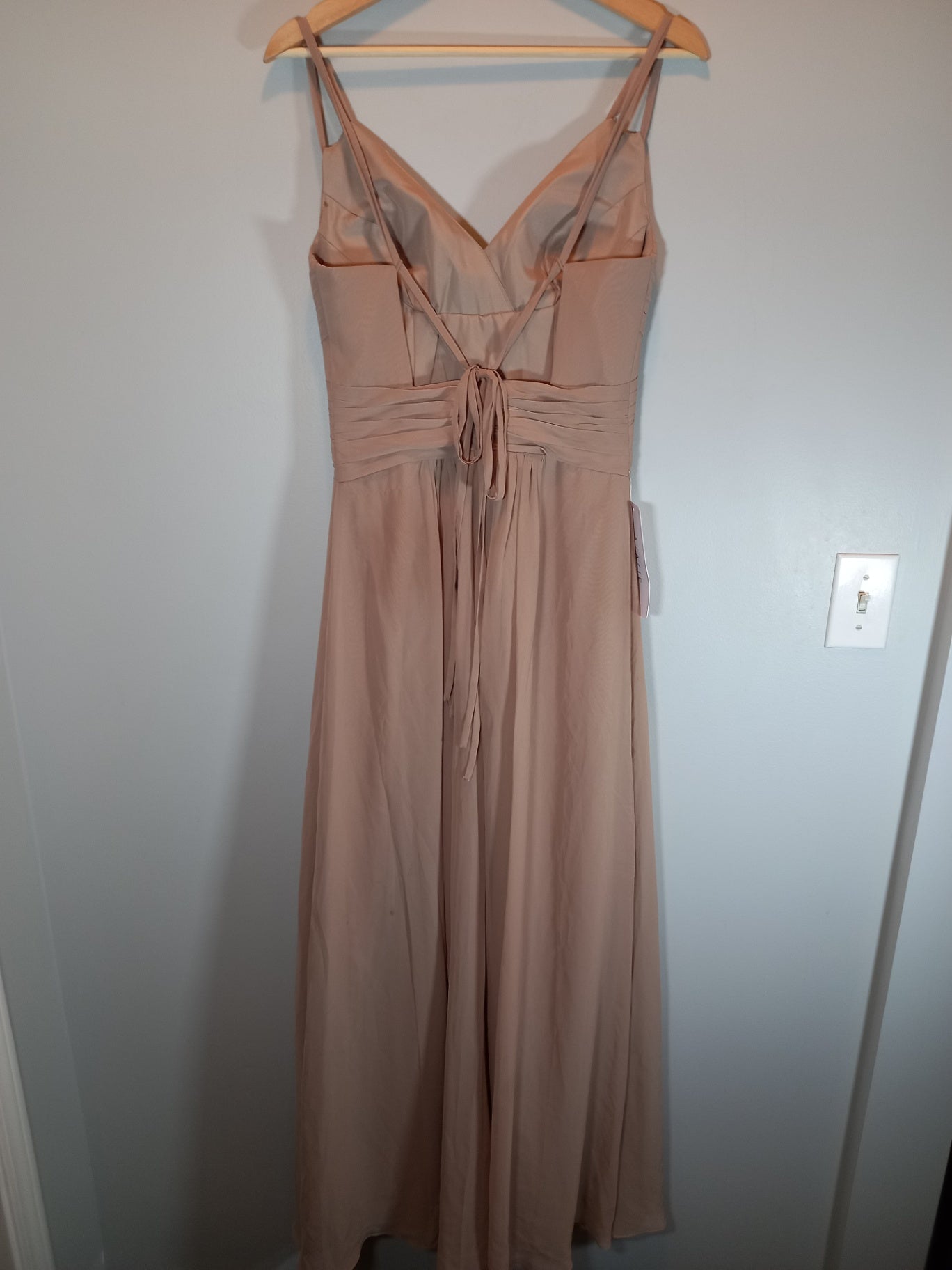 NWT Azazie a-line taupe chiffon formal dress- SZ 6