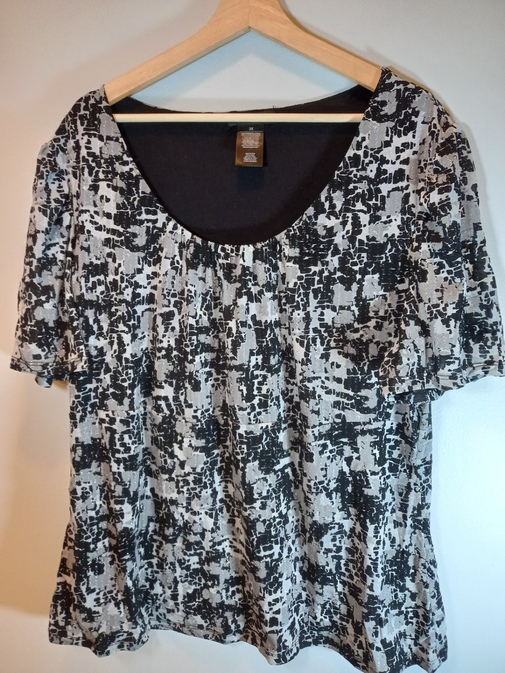 Style & Co. Short Sleeve Metallic Blouse 3XL