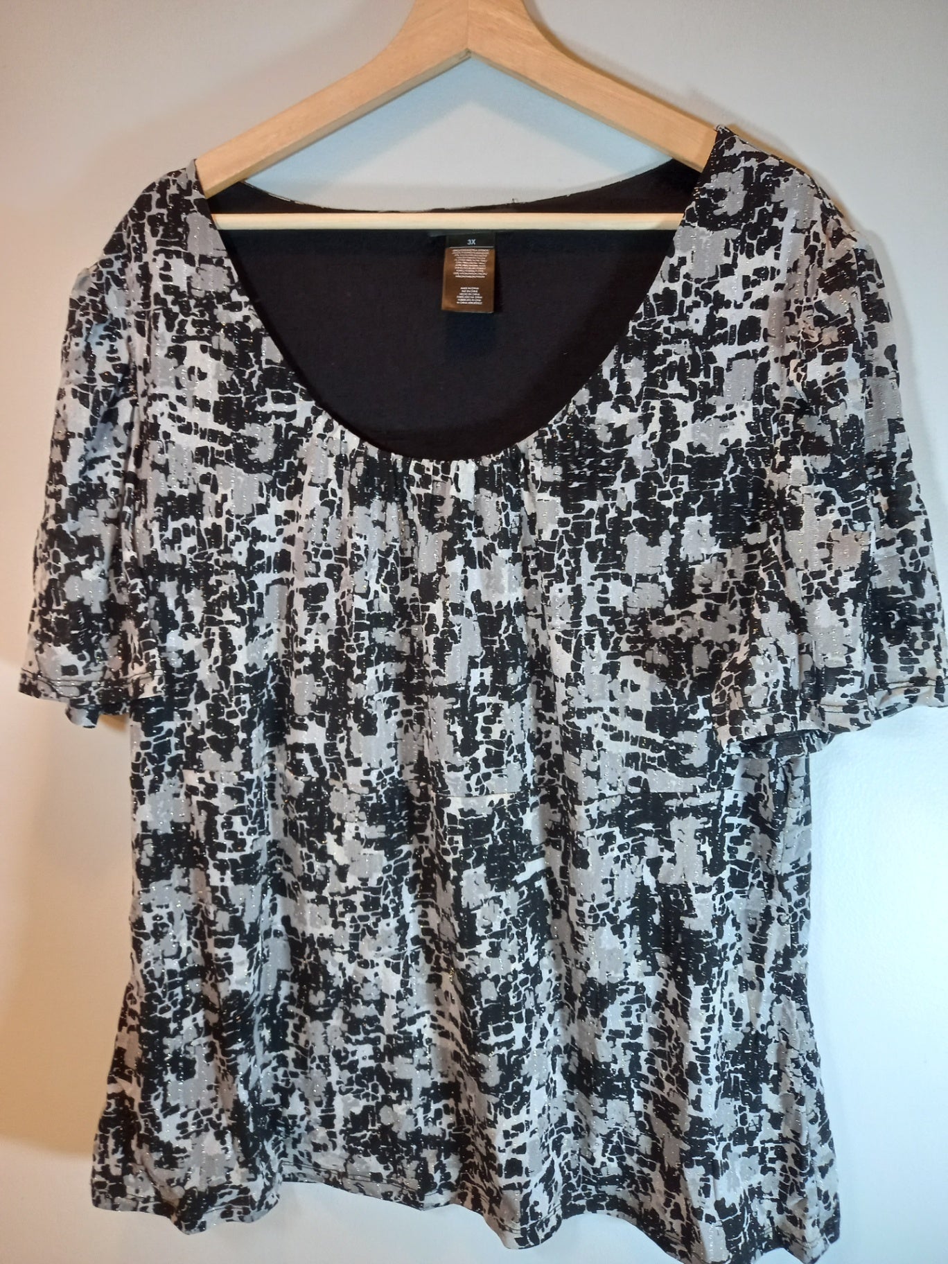 Style & Co. Short Sleeve Metallic Blouse 3XL