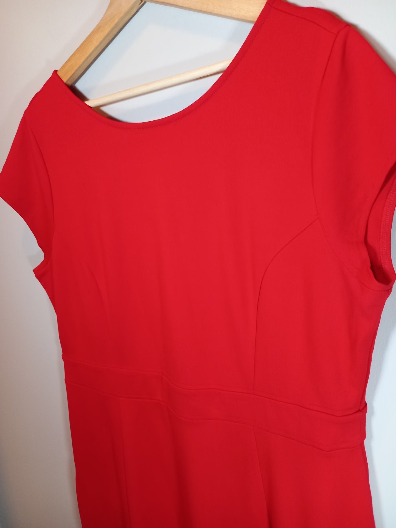Loft Red Ponte Flounce Flair Dress - SZ 14