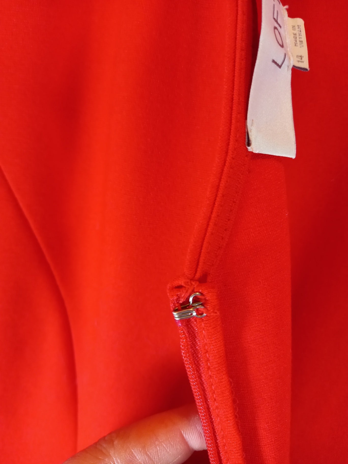 Loft Red Ponte Flounce Flair Dress - SZ 14
