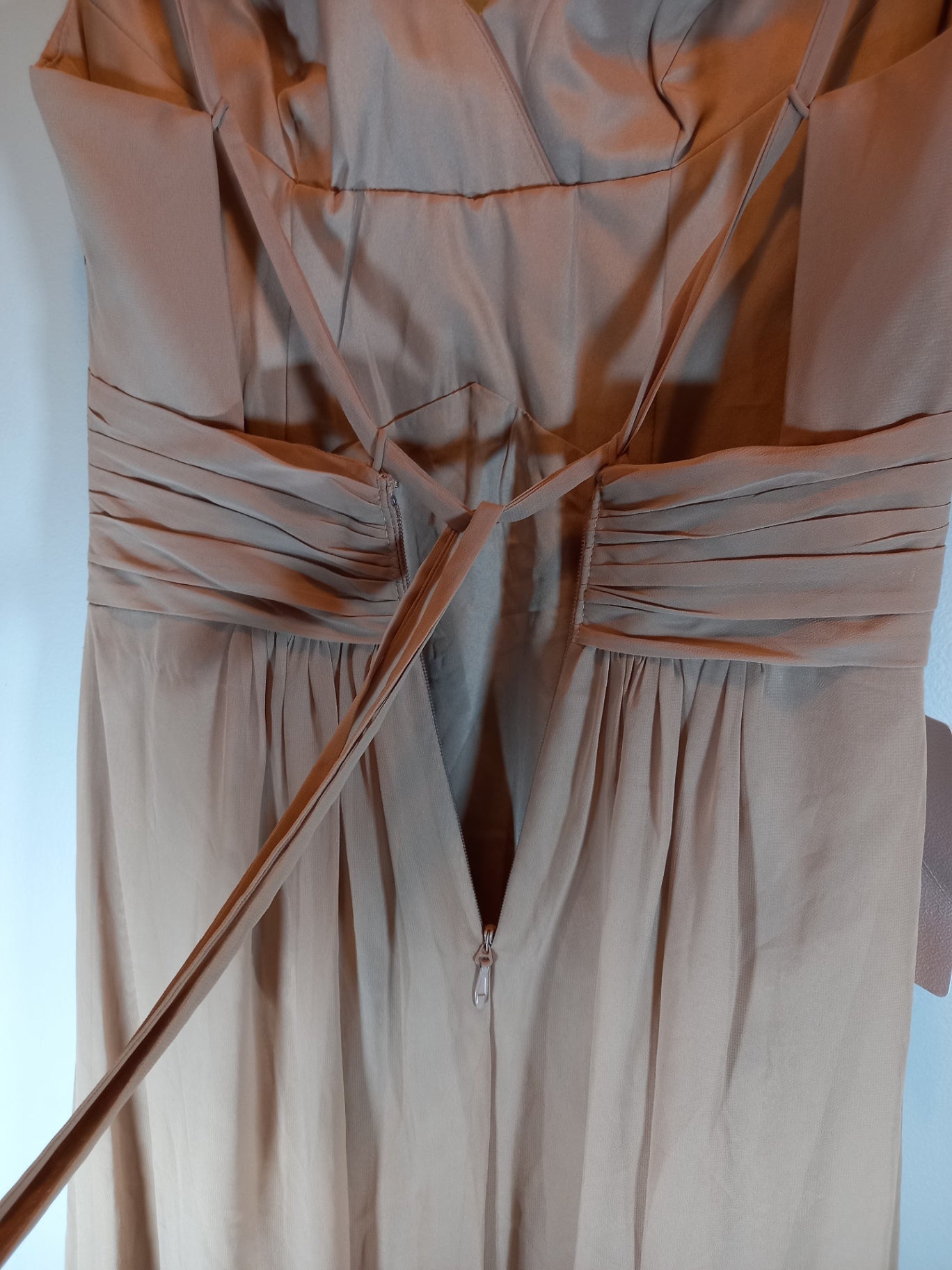 NWT Azazie a-line taupe chiffon formal dress- SZ 6